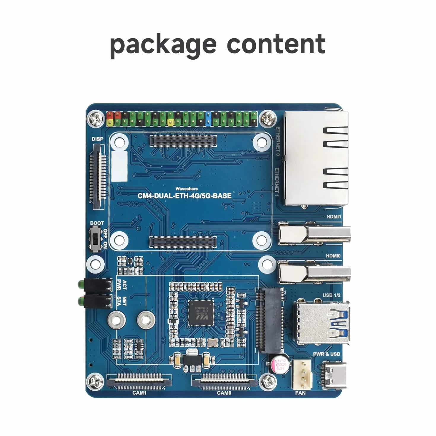 Waveshare Dual Gigabit Ethernet 5G/4G Mini-Computer Based On Raspberry Pi Compute Module 4 (NOT Included) with Metal Case and Cooling Fan