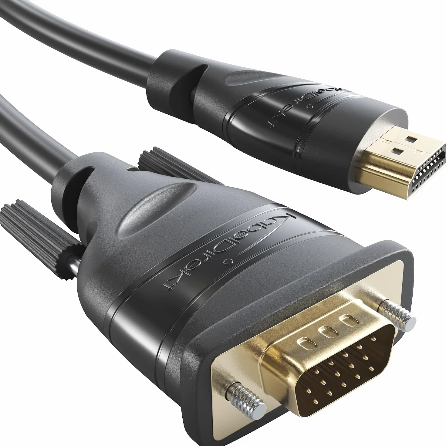 KabelDirekt – Przejściowy HDMI-VGA – 2m (High Speed/15-pin D-sub, monitora komputerów, laptopów i innych urządzeń HDMI do ekranów VGA w rozdzielczości Full HD/1080p i szybkiej 60 Hz)