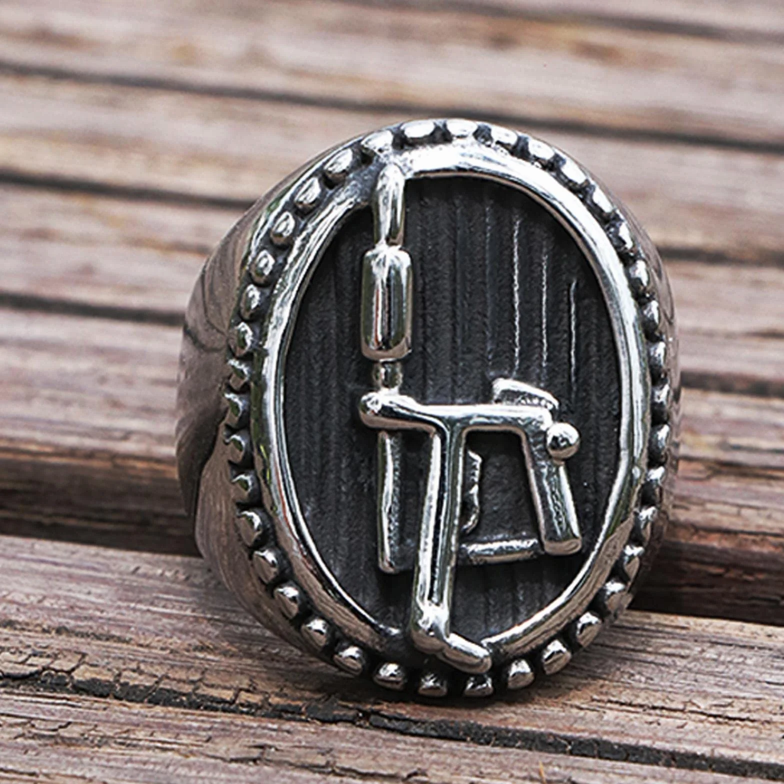 Gothic Tattoo Machine Signet Ring Men Women Stainless Steel Biker Rings Cool Hip Hop Punk Rock Ring Best Gift For Friend