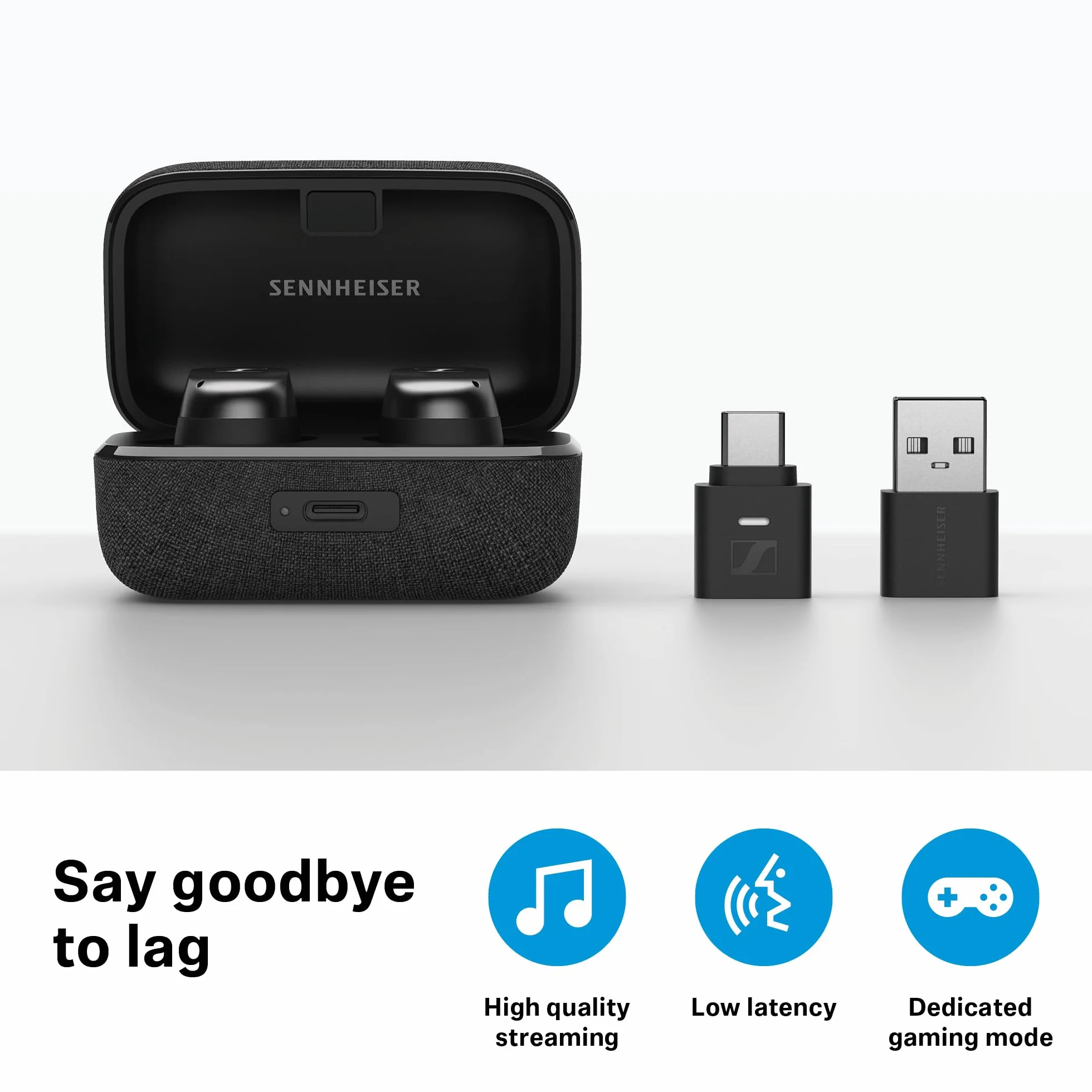 Sennheiser BTD 700 Klucz sprzętowy – transmiter audio typu Plug & Play z aptX Losless, Auracast dla słuchawek i głośników – niezwykle niska latencja, Bluetooth 5.4, kompatybilność z USB-C i USB-A