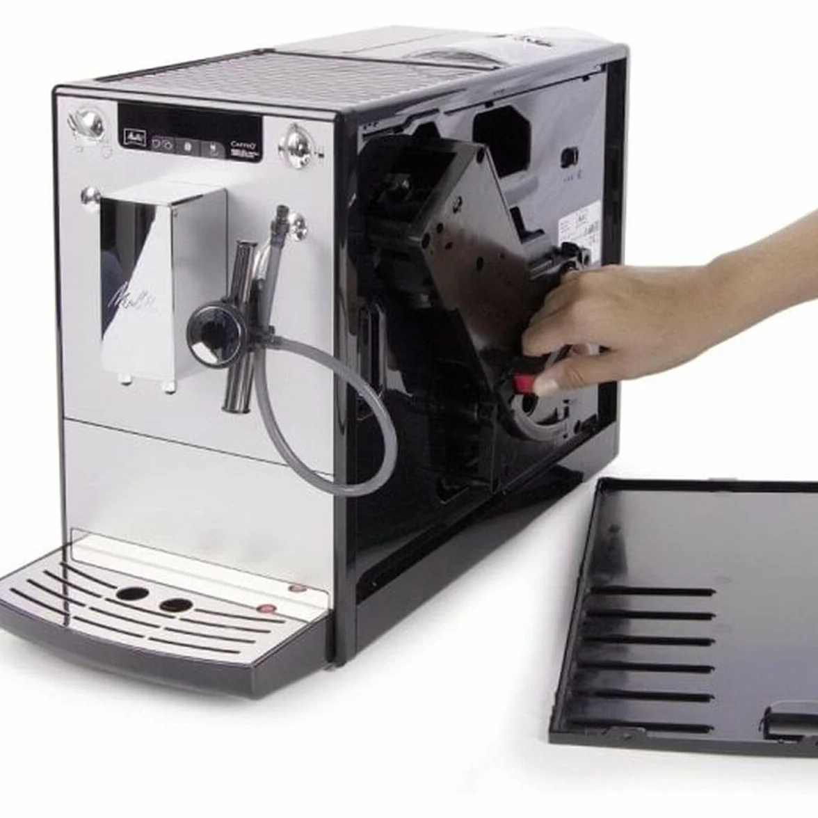 Melitta SOLO & Perfect Milk E957-103, w pełni automatyczny ekspres do kawy Bean to Cup, automatyczny ekspres do cappuccino, srebrny