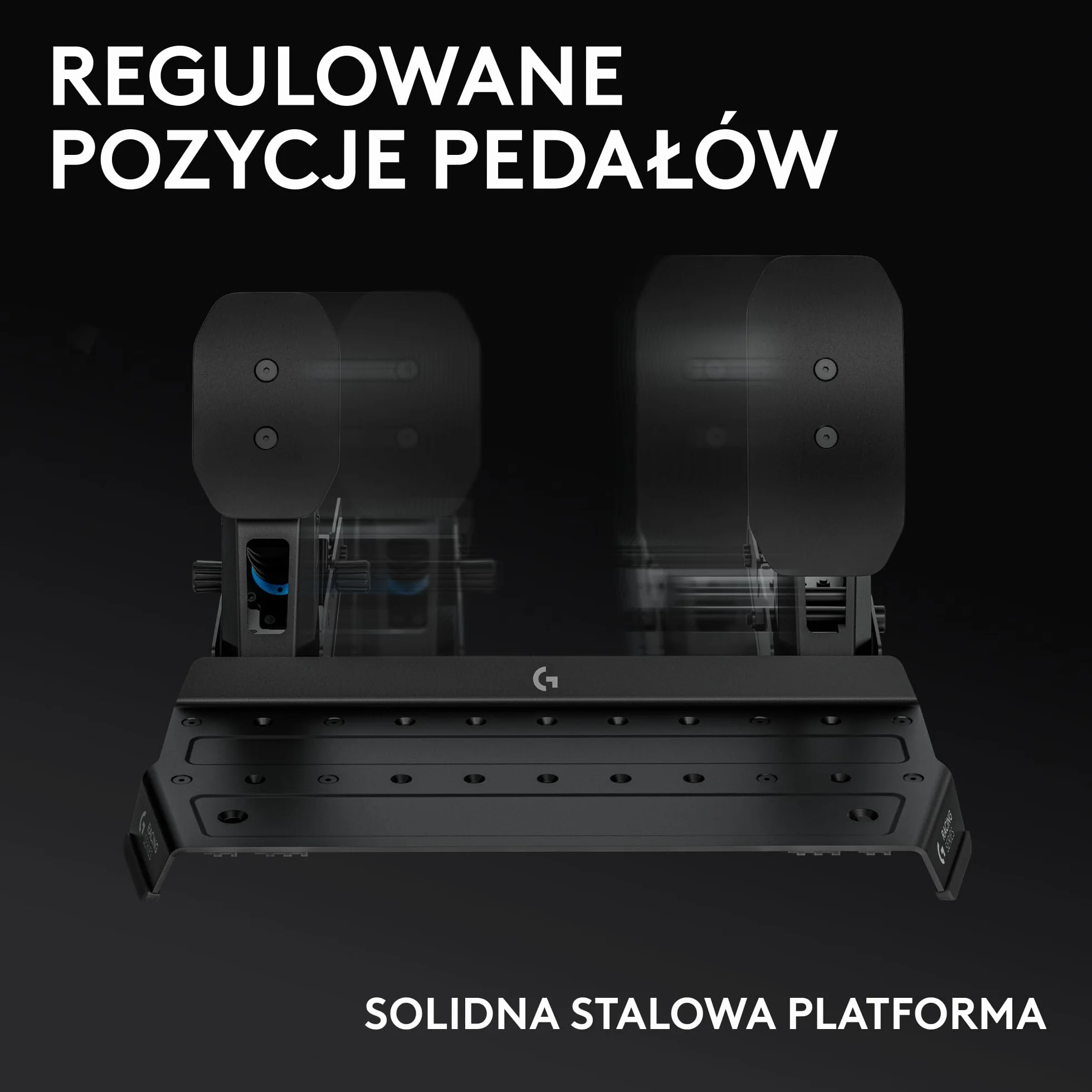 Logitech G RS Pedals Pedały wyścigowe do symulatorów z hamulcem czujnikiem tensometrycznym 75 kg regulowane pozycje modułowa konstrukcja stalowa rama Czarny