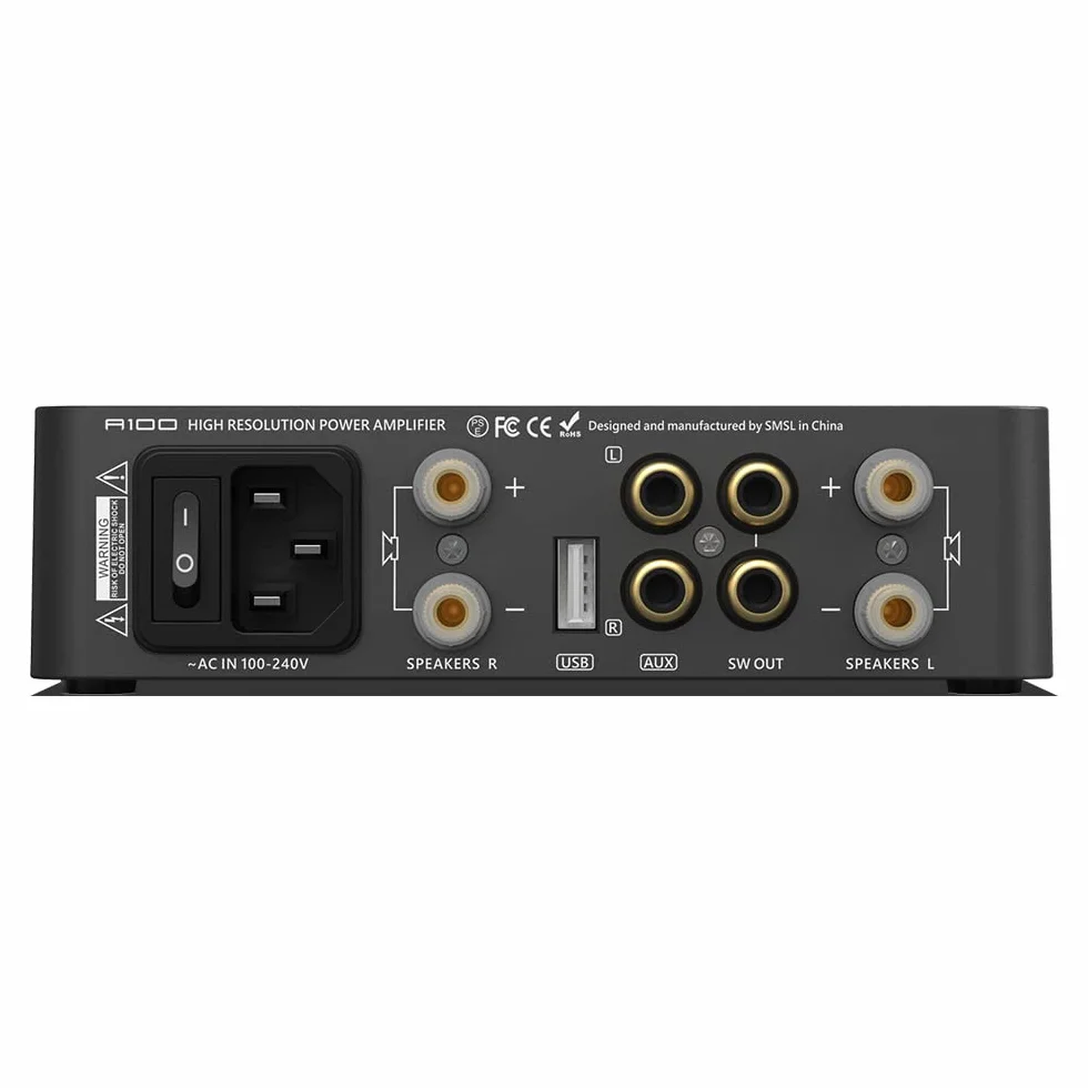 S.M.S.L A100 Bluetooth 5.0 Stereo Audio Mini Wzmacniacz klasy D MA12070 Chip 2-kanałowy wzmacniacz do głośników domowych 80Wx2