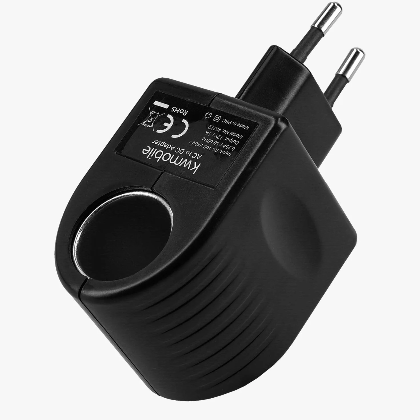 kwmobile Przetwornica napięcia 230 V na 12 V do przyczepy kempingowej – adapter do gniazda zapalniczki samochodowej – 1000 mA i maks. 12 W – adapter 230 V na 12 V