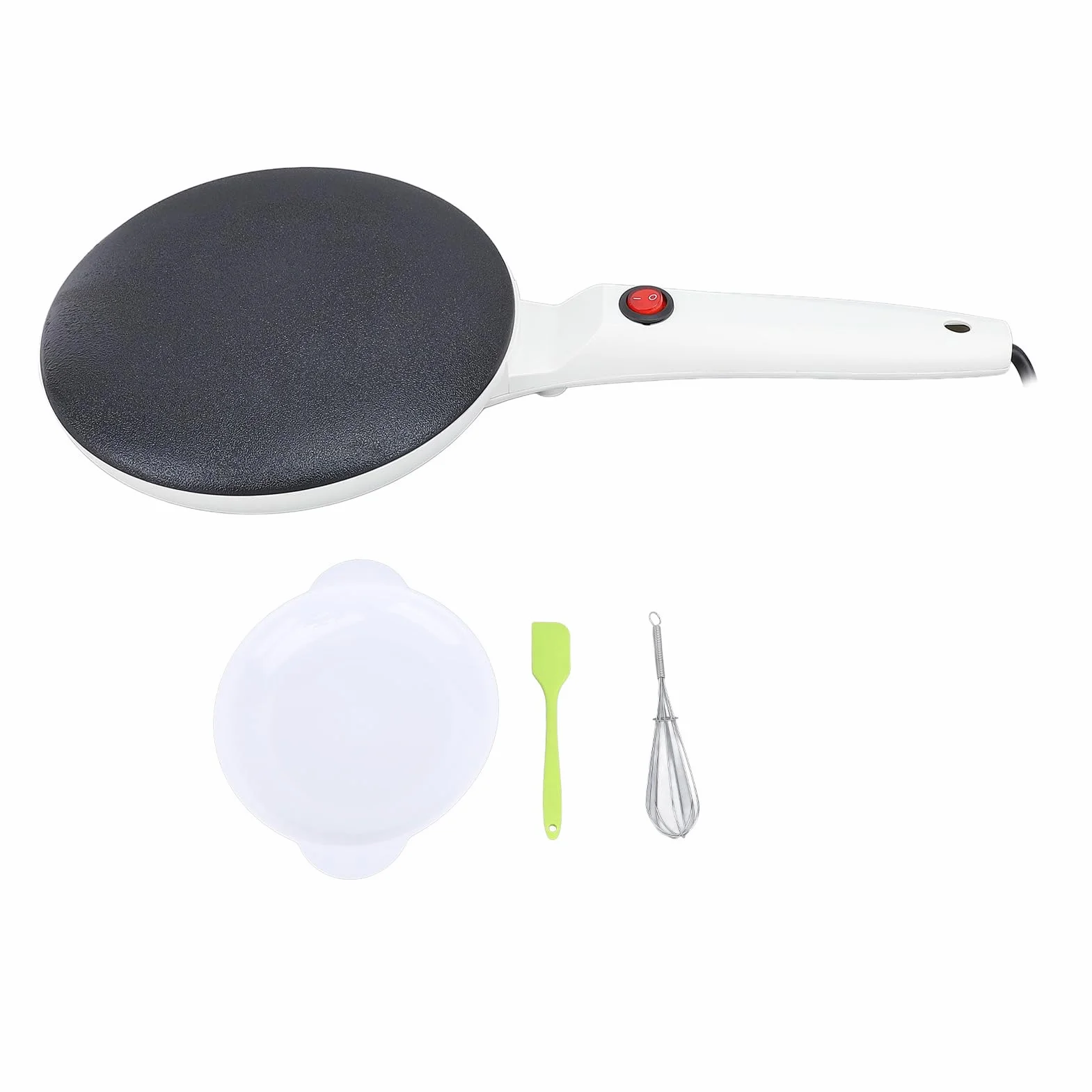 Elektryczny przyrząd do robienia naleśników, 20 cm, powłoka nieprzywierająca, bezprzewodowa maszynka do naleśników, automatyczna regulacja temperatury, łatwa do czyszczenia, długi uchwyt, przenośna