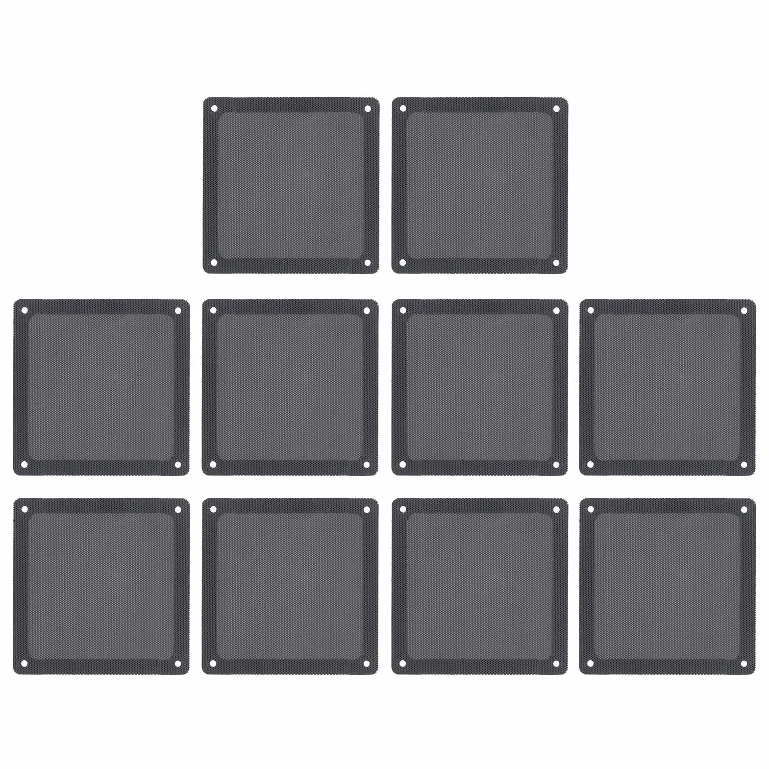 Filtr Przeciwpyłowy Wentylatora Komputerowego, 10 szt. 120 X 120 Mm Magnes PCV Rama Obudowa Filtr Wentylatora Osłona Grilla Czarna, Małe Otwory Skutecznie zapobiegają Kurzowi,