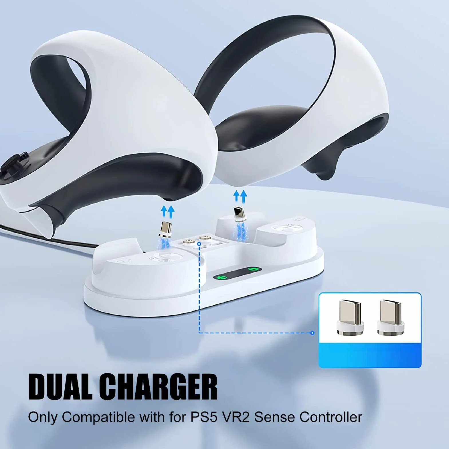 Stacja ładująca PS VR do Kontrolera PS VR2 Sense ze Wskaźnikiem LED, Magnetyczna Szybka ładowarka z podwójną ładowarką Stacja ładująca