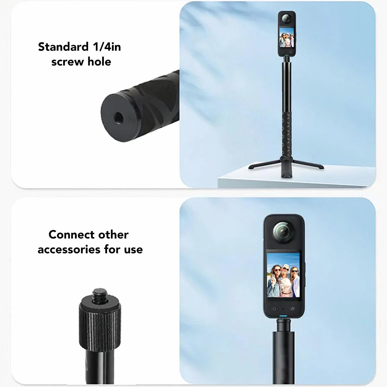 Niewidzialny Kij do Selfie, Wysuwany Statyw Monopodowy o Długości od 28 do 120 Cm z Antypoślizgowym Uchwytem, ​​przenośny Przedłużacz do X4 X3 do ONE X2 do ONE RS Action Camera