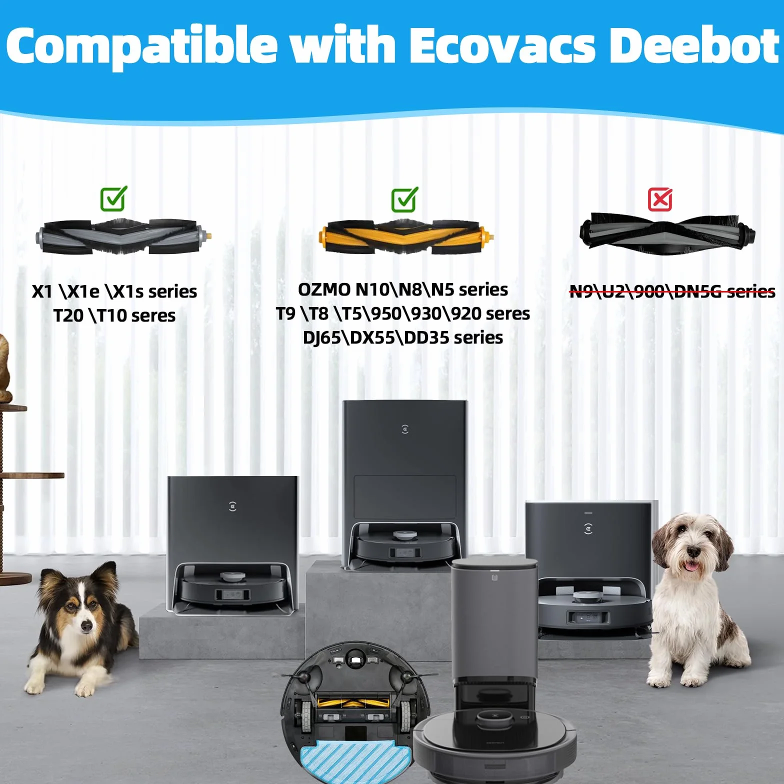 Ecovacs X1 X1e OZMO N10 N8 N5 T20 T10 T9 T8 T5 950 Omni Plus Turbo Pro szczotka gumowa główna pokrywa czarny