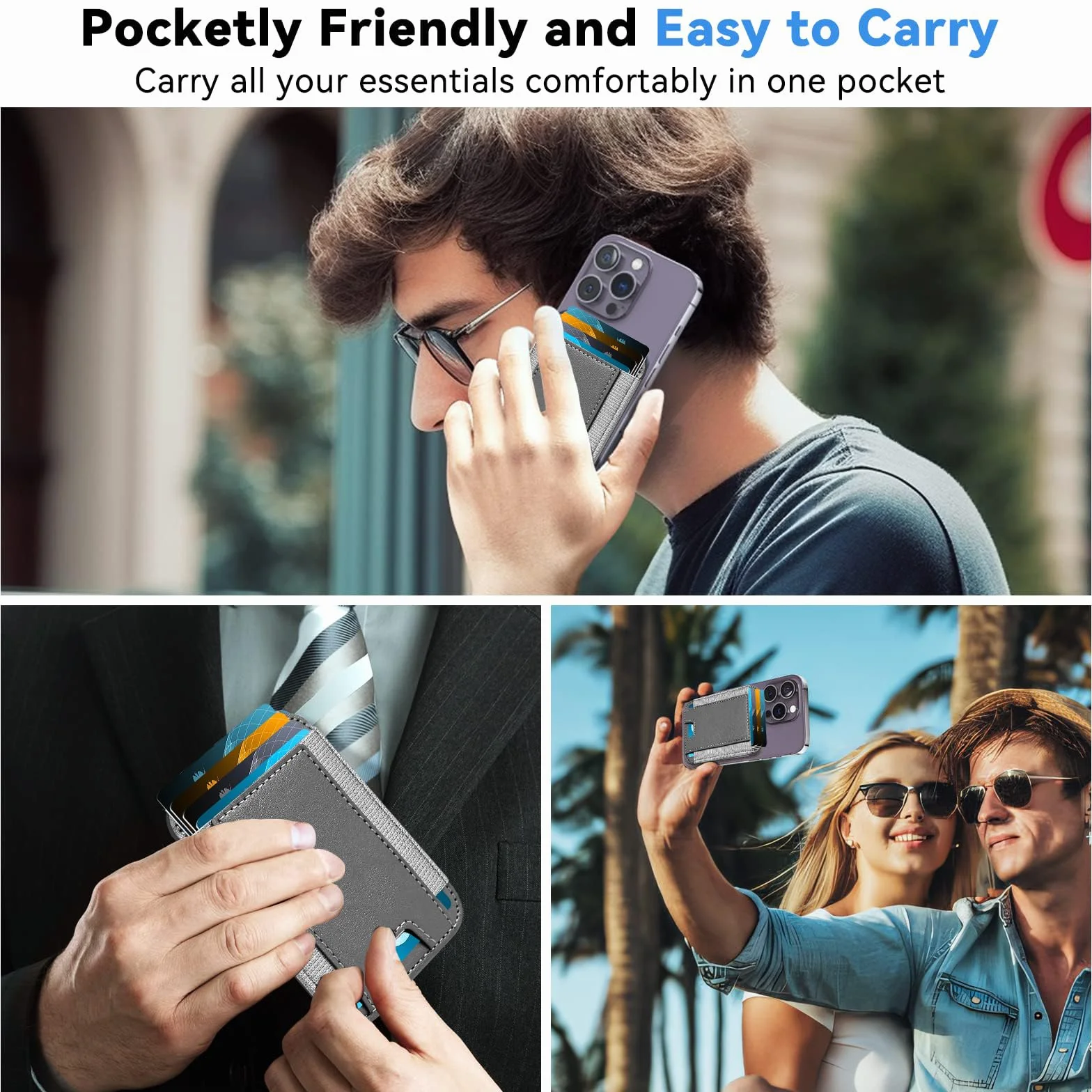 Uchwyt na karty magnetyczne do Apple Magsafe, uchwyt na karty magnetyczne Magsafe do iPhone 12/13/14 Magsafe portfel, skórzany portfel Mag-Safe, pasuje do 6 kart, szary