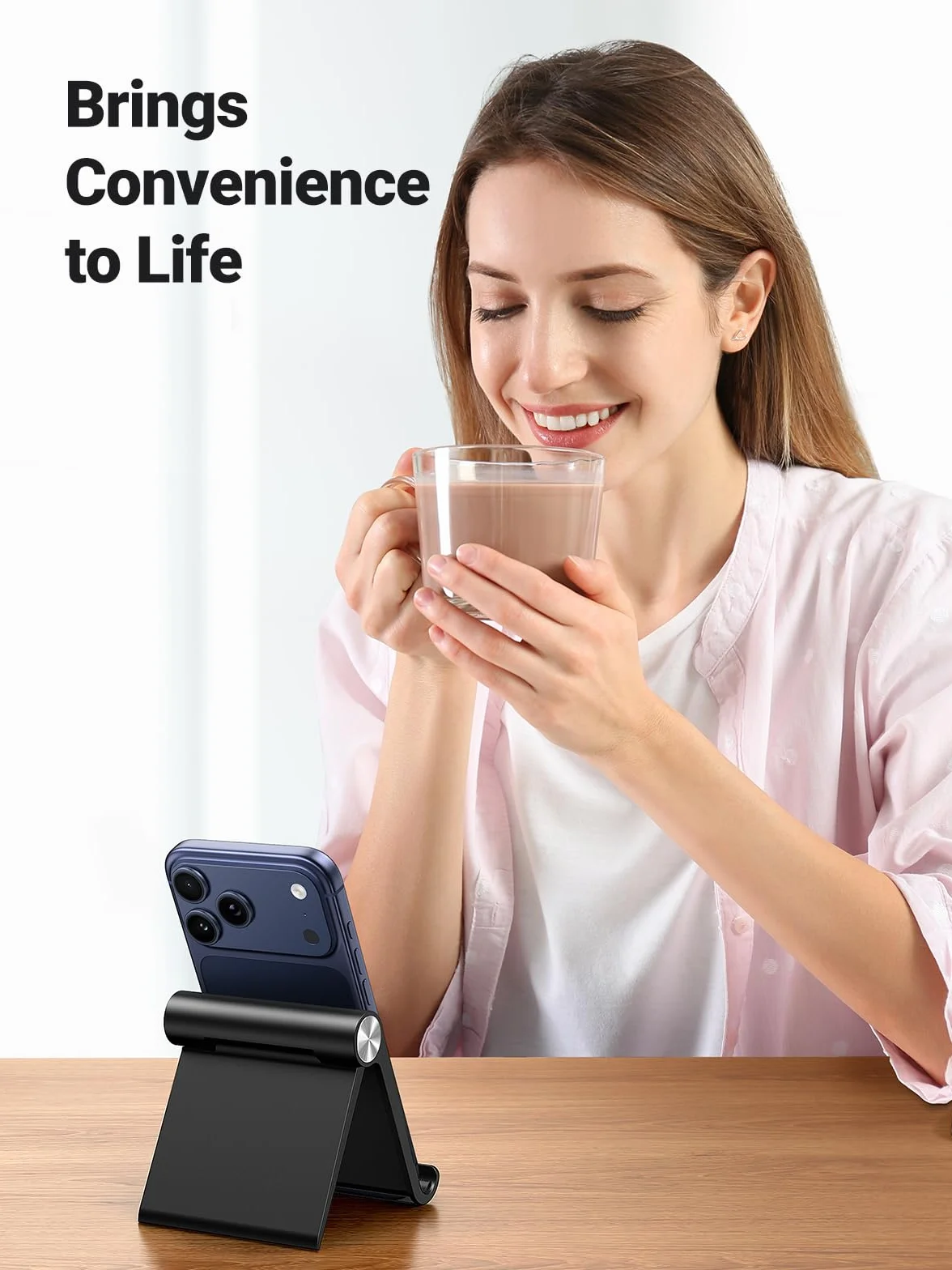 UGREEN Uchwyt na Telefon Regulowany Składany Kompatybilny z iPhone 14 13 Pro Max Mini 12 11 Galaxy Redmi (Czarny)