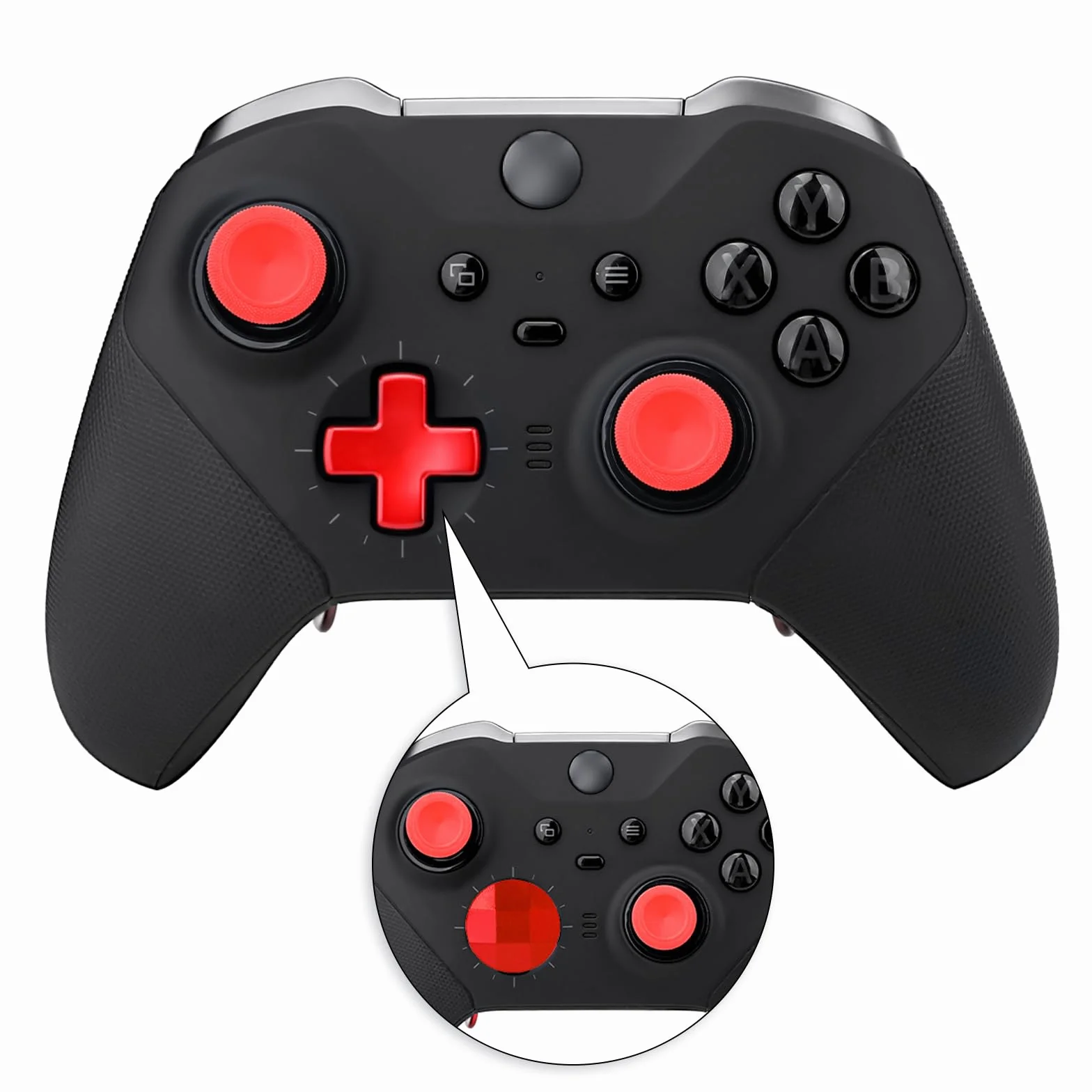 Magnetyczne metalowe joysticki zapasowe do kontrolera Xbox One Elite Series 2, zestaw kompatybilny z Xbox Elite Wireless Controller Series 2 Core (czerwone)