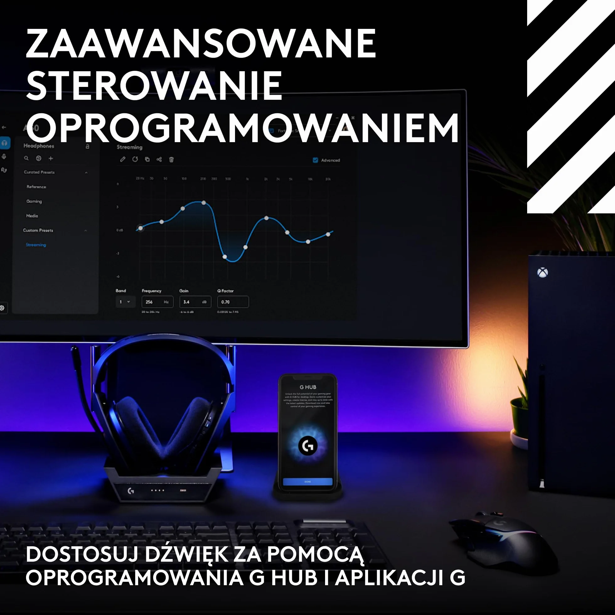 Logitech G Astro A50 + stacja bazowa (5. generacja), PRO-G GRAPHENE, przełączanie 3 systemów, USB-C do Xbox, PS5, PC/Mac lub Nintendo Switch, Bluetooth — Czarny
