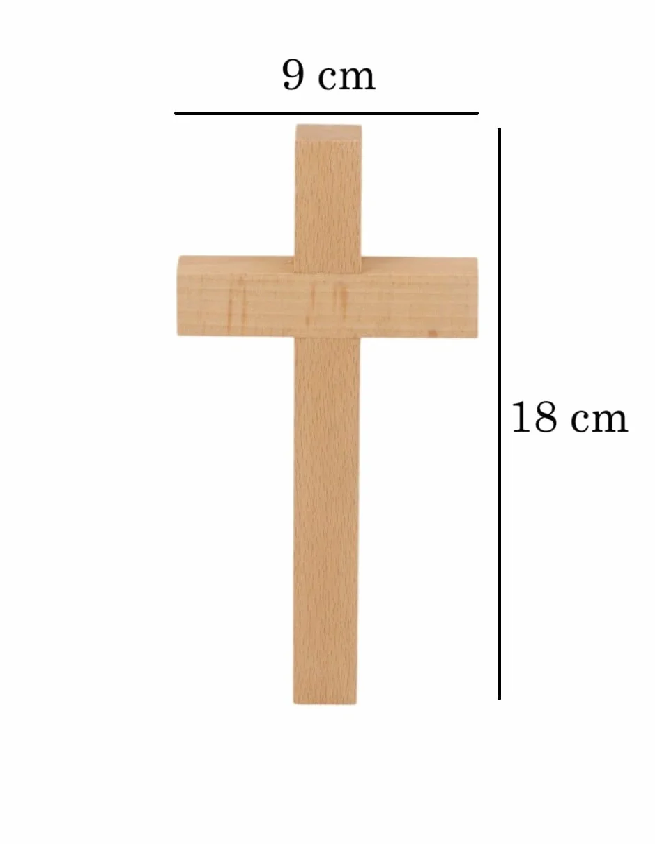 KRZYŻ DREWNIANY BUKOWY olejowany MAŁY do zawieszenia na ścianę 18x9cm