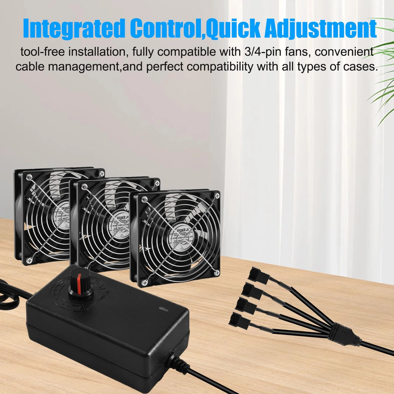 Joycabin 3-pinowe sterowanie wentylatorem PWM 12 V PWM Fan Speed Control, prędkość nawiewu regulowana od 3 V do 12 V, wentylator Speed Controller Governor z 1 do 2 PC Fan Power Adapter