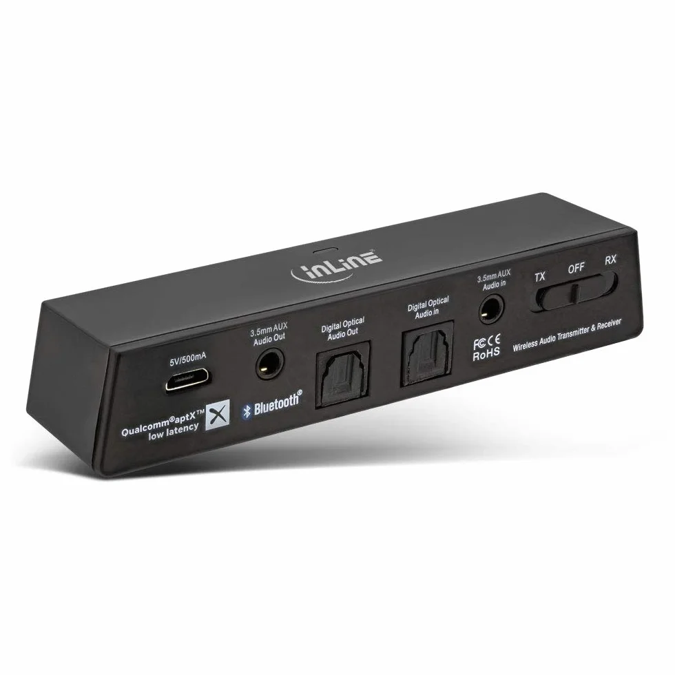 InLine® Nadajnik audio Bluetooth, nadajnik/odbiornik, BT 5.0, aptX LL, jack + Toslink 99151I