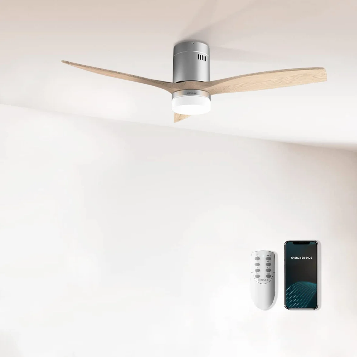 Cecotec EnergySilence Aero 5600 Steel Aqua Connected wentylator sufitowy ze światłem i Wi-Fi 40W 52" IP44