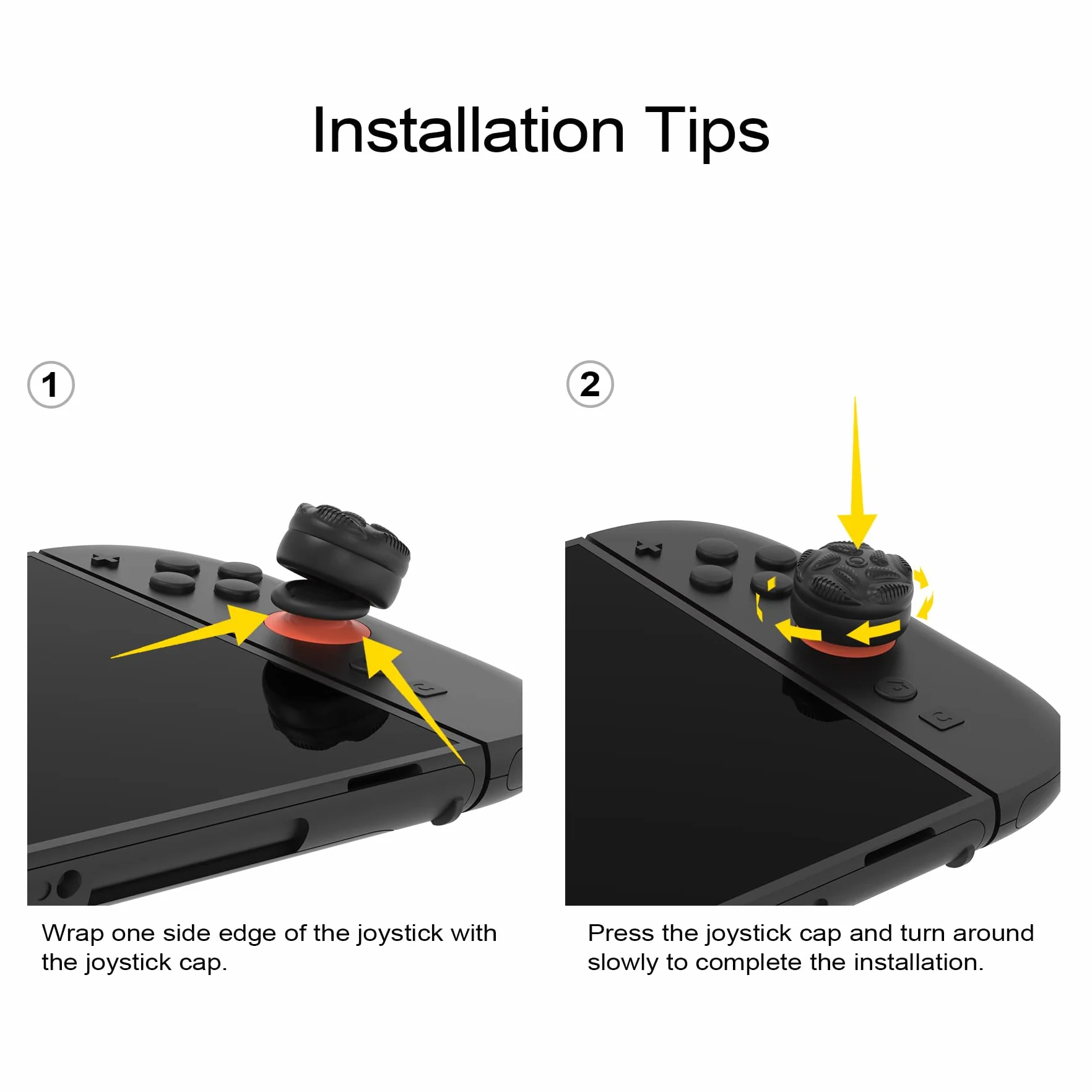 PlayVital Osłonki na Drążki do Switch 2 Kontrolera,Nakładki na Joystick do Switch 2 Joyconów Akcesoria,4 Sztuki Nakładek Na Drążki Analogowe Thumbstick Grip Cover – Czarny
