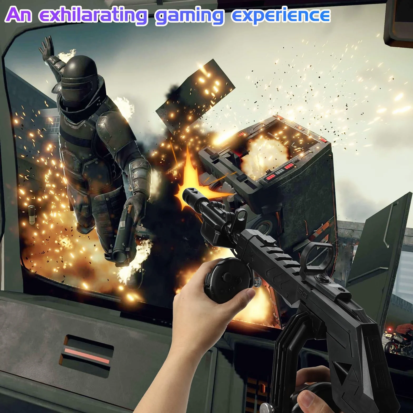 Kolba Pistoletu VR do Meta Quest 3, Uchwyt Kontrolera Strzelania, Akcesoria, Karabin Magnetyczny z Paskami na Ramię (Czarna)