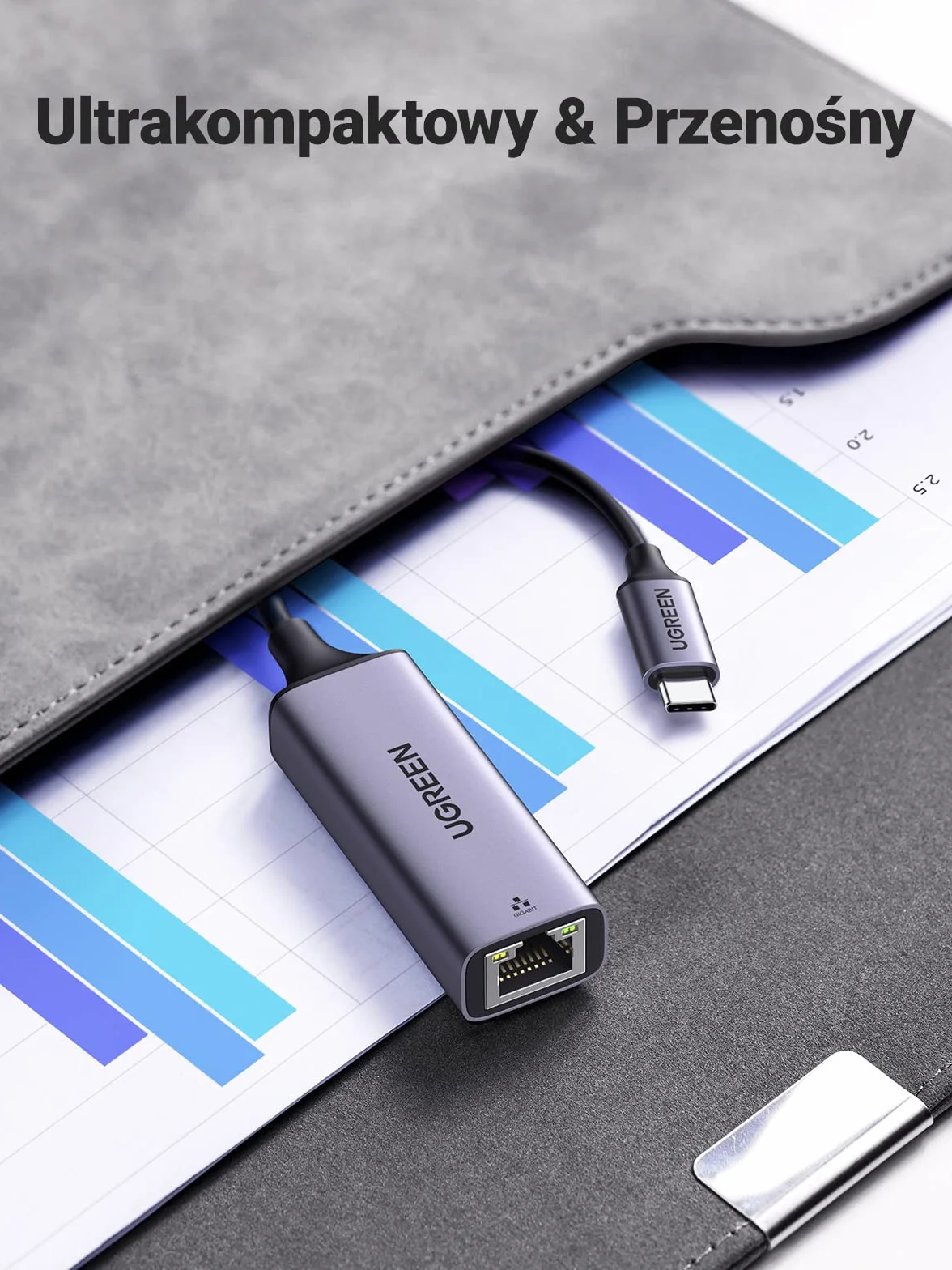 UGREEN Adapter Ethernet USB C na RJ45 1000 Mbps Thunderbolt 3 Kompatybilny z Przełącznikiem Mac Pro Air iPad Pro XPS 15 13 ThinkPad Galaxy S20 S10 itp（Szary）