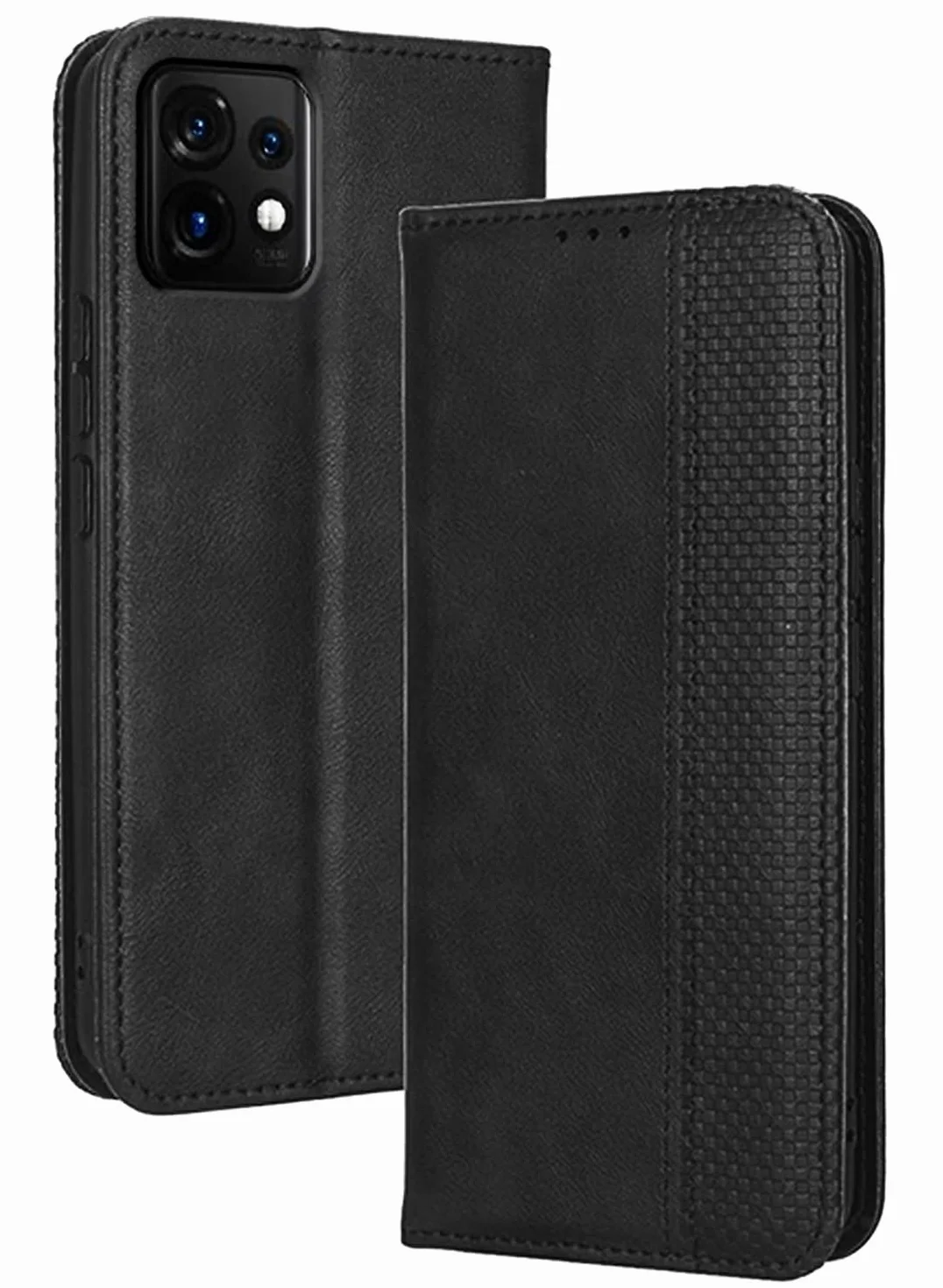 RankOne Etui z portfelem do Motorola Moto ThinkPhone / Lenovo ThinkPhone (6,6 cala), magnetyczne etui skórzane z klapką z przegródkami na karty czarne
