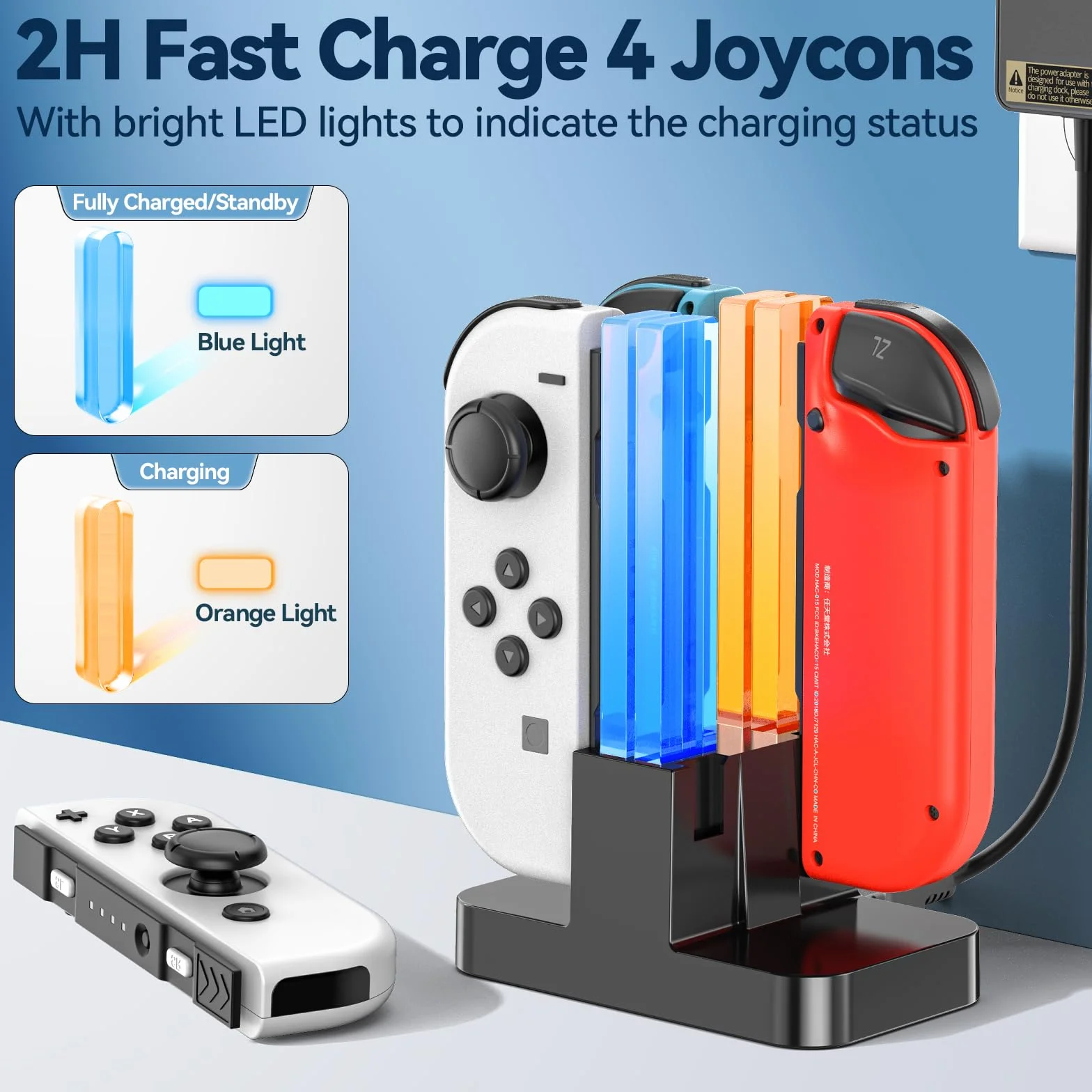 Stacja ładująca kontrolera do Nintendo Switch i OLED, 2-godzinna ładowarka Joy Con z wyświetlaczem LED, stojak