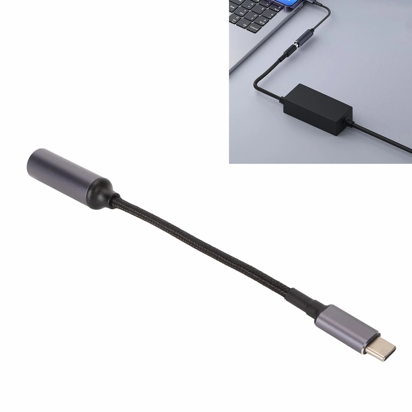 Adapter DC na USB C, 100 W PD DC 4,5 Mm X 0,6 Mm Wejście żeńskie na Męski Kabel ładujący USB C, Kabel DC4506 na Typ C do Telefonów, Tabletów, Laptopów