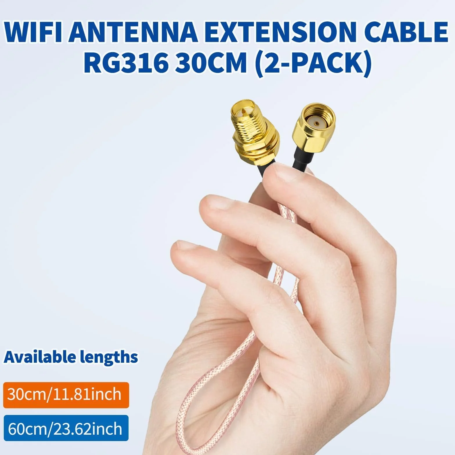 BINGFU RP-SMA wtyczka do gniazda RP-SMA kabel 30 cm RG316 przedłużacz anteny WiFi kabel koncentryczny (2 sztuki) do bezprzewodowych mini PCI Express PCIE kart sieciowych WiFi adapter WiFi router
