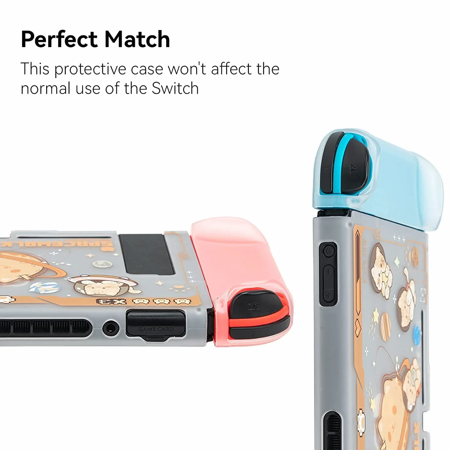 Pokrowiec ochronny GeekShare Slim Cover Case kompatybilny z Nintendo Switch i Joy Con - amortyzacja i odporność na zarysowania - Space Cat