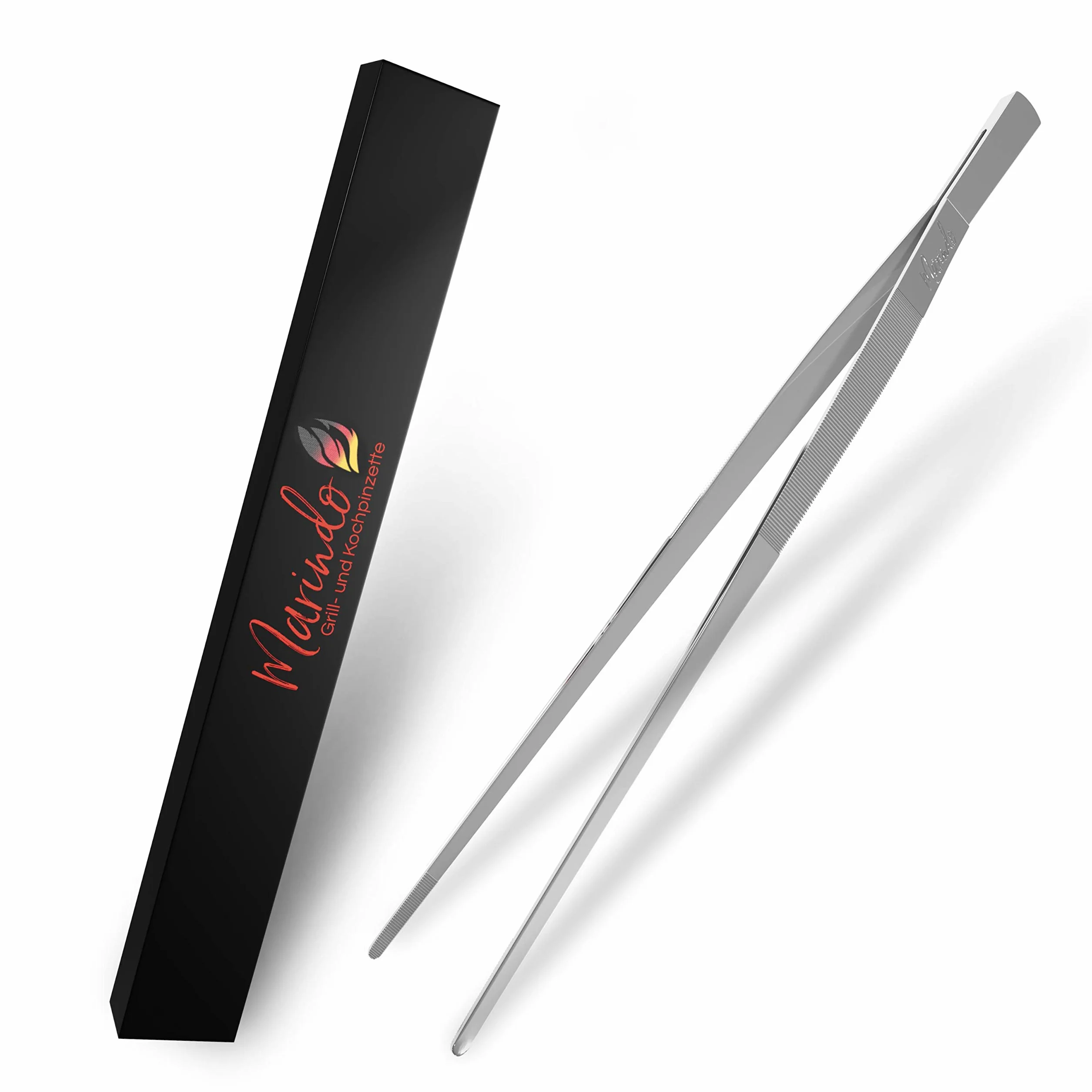 Marindo Grillpinzette | Kochpinzette | Küchenpinzette | 30cm lang | rostfreier Edelstahl | spülmaschinenfest | gerade Form | Fleischpinzette | Bratpinzette (Edelstahl)