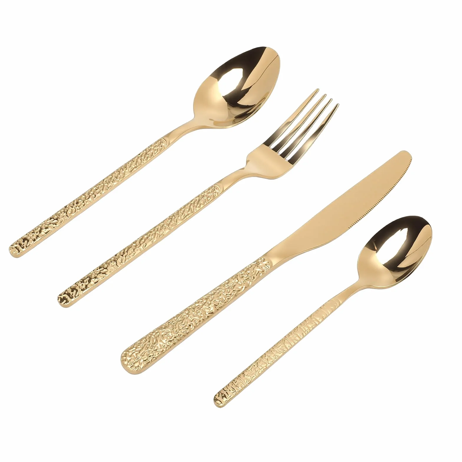 Sxhlseller Zestaw Sztućców ze Stali Nierdzewnej Elegancki Zestaw Sztućców dla 6 Osób Można myć w Zmywarce na Przyjęcie Weselne w Restauracji (Kamień Wzór Złoto)