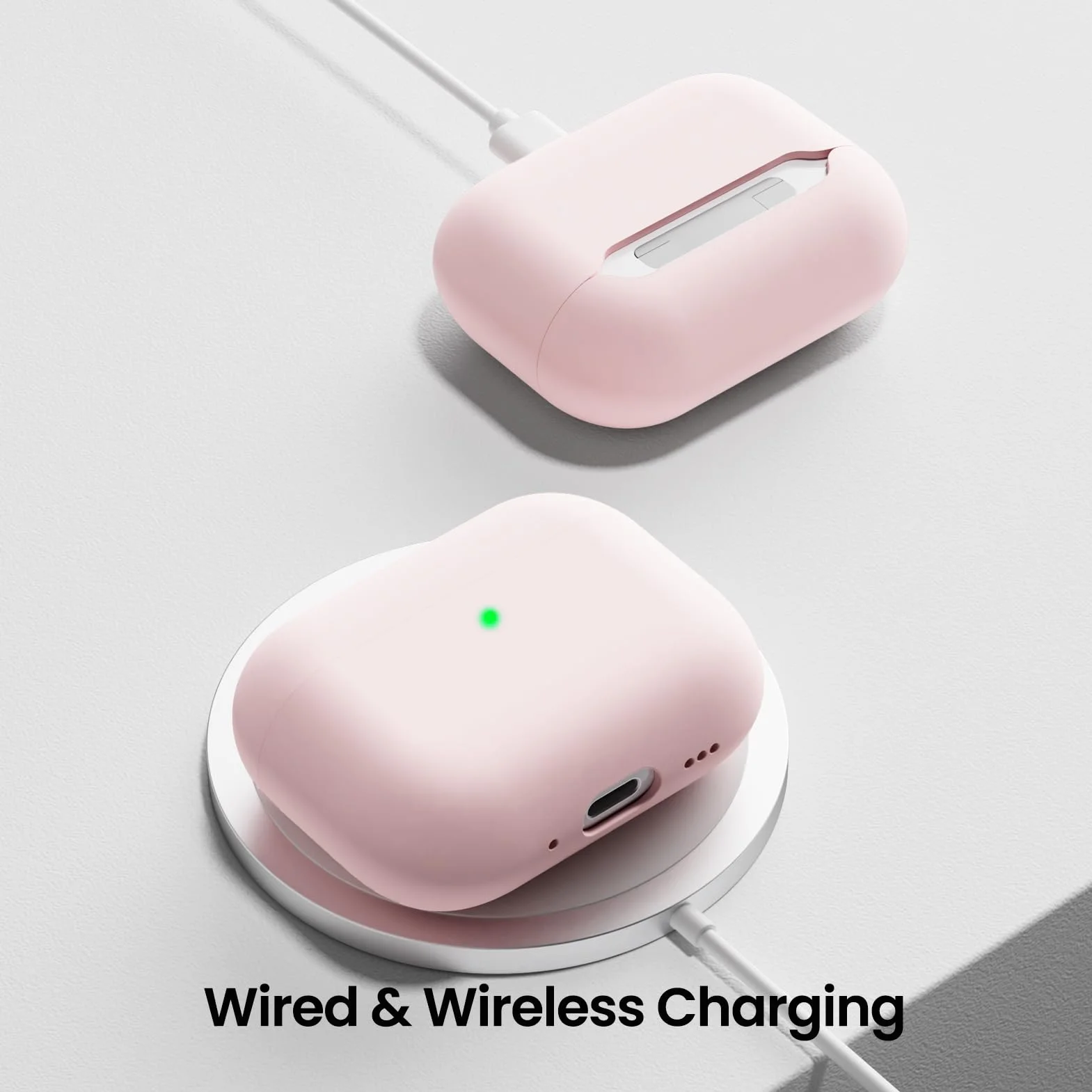ORNARTO Kompatybilne z Airpods Pro 3 Case (2025), Ochronne Etui Pokrowiec z Płynnego Silikonu do Airpods Pro 3. Generacji ze Smyczą Miękka Powłoka Przednia Dioda LED Widoczna-Różowy