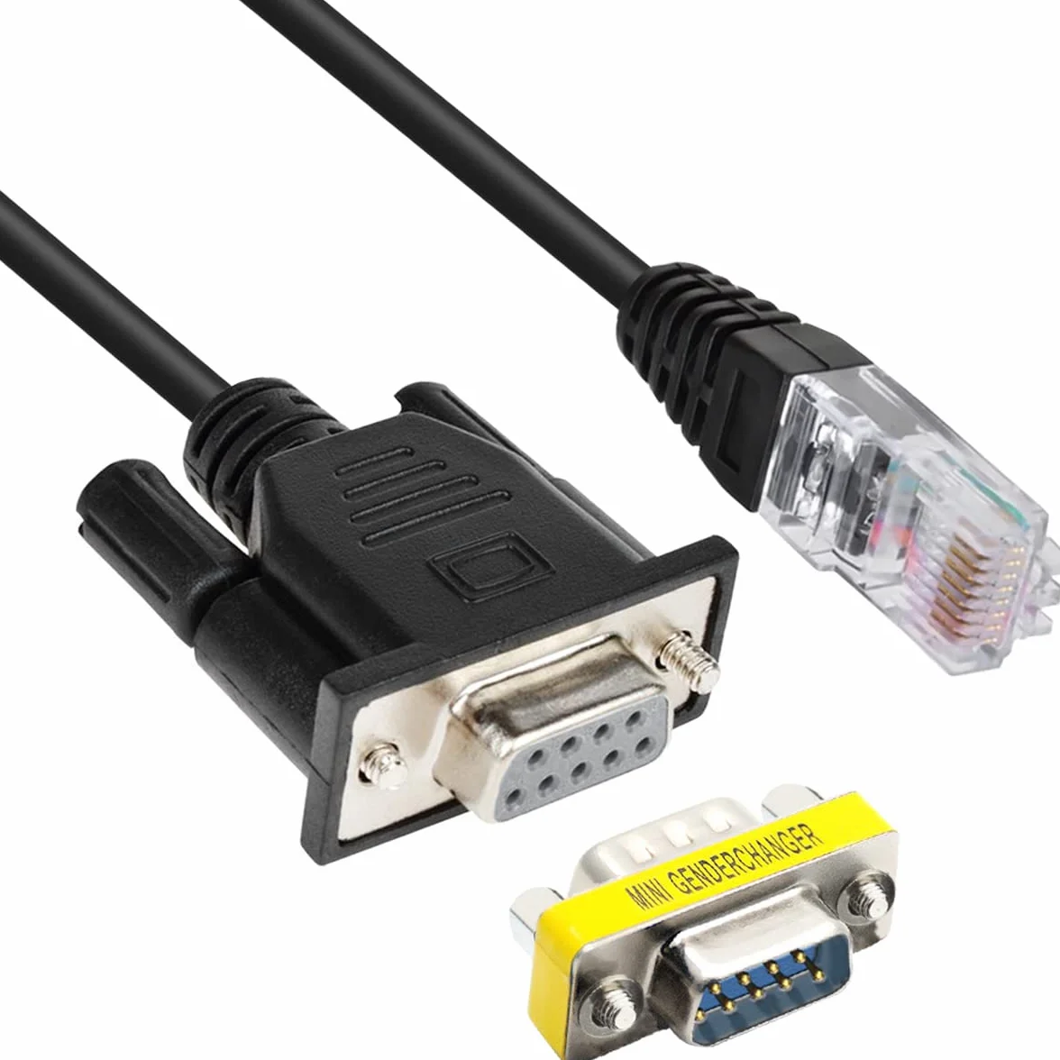 Xiatiaosann RJ45 na RS232 Serial DB9 9-pin adapter kabel konsoli do Cisco do komputera, wtyczka RJ45 Ethernet LAN Rollover kabel konsoli, z konwerterem DB9 Gender