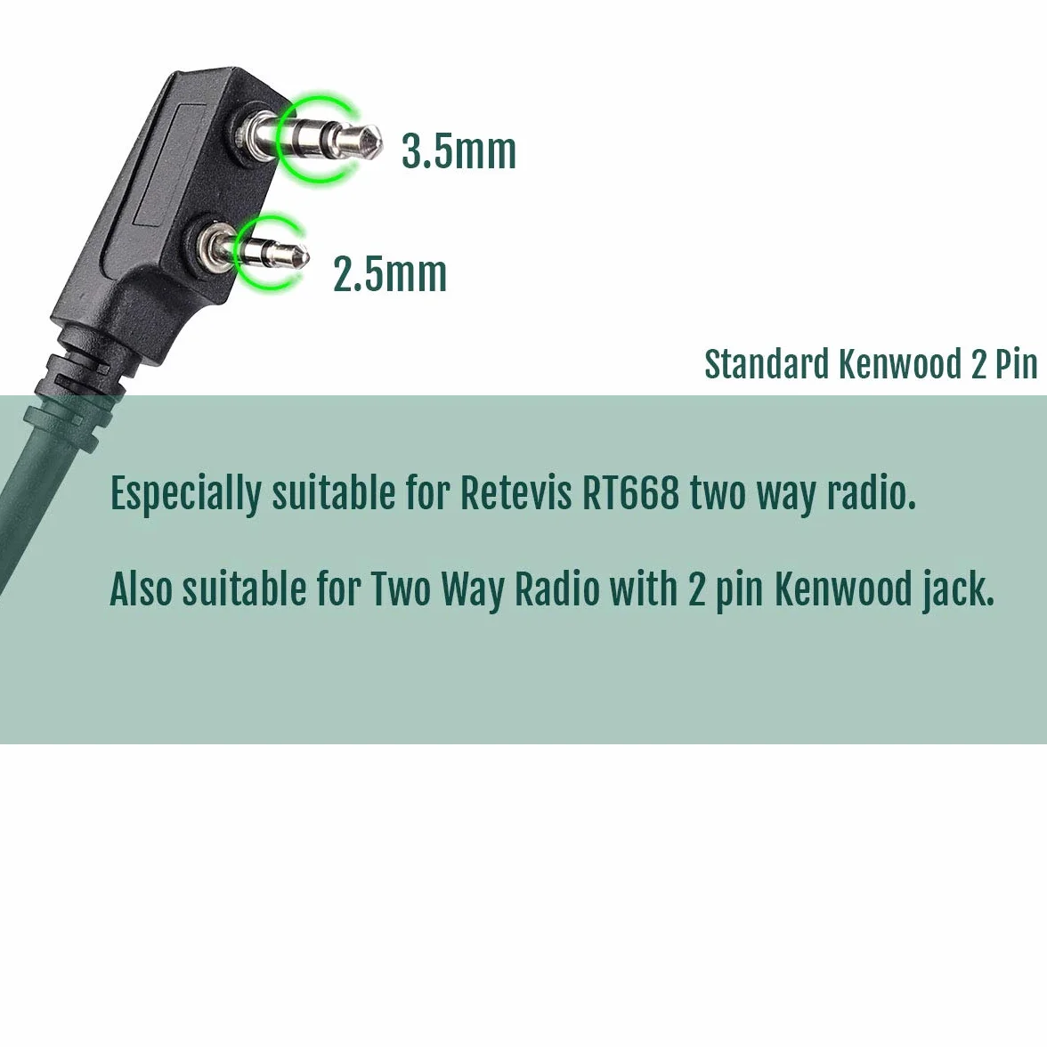 Retevis RT668 słuchawki radiowe z mikrofonem, 2-pinowe, słuchawki douszne, zestaw słuchawkowy bezpieczeństwa, kompatybilne z Retevis RT24 RT27 RT28 RT619 eSynic UV-5R BF-88E BaoFeng BF-88S Kenwood (4 szt.)