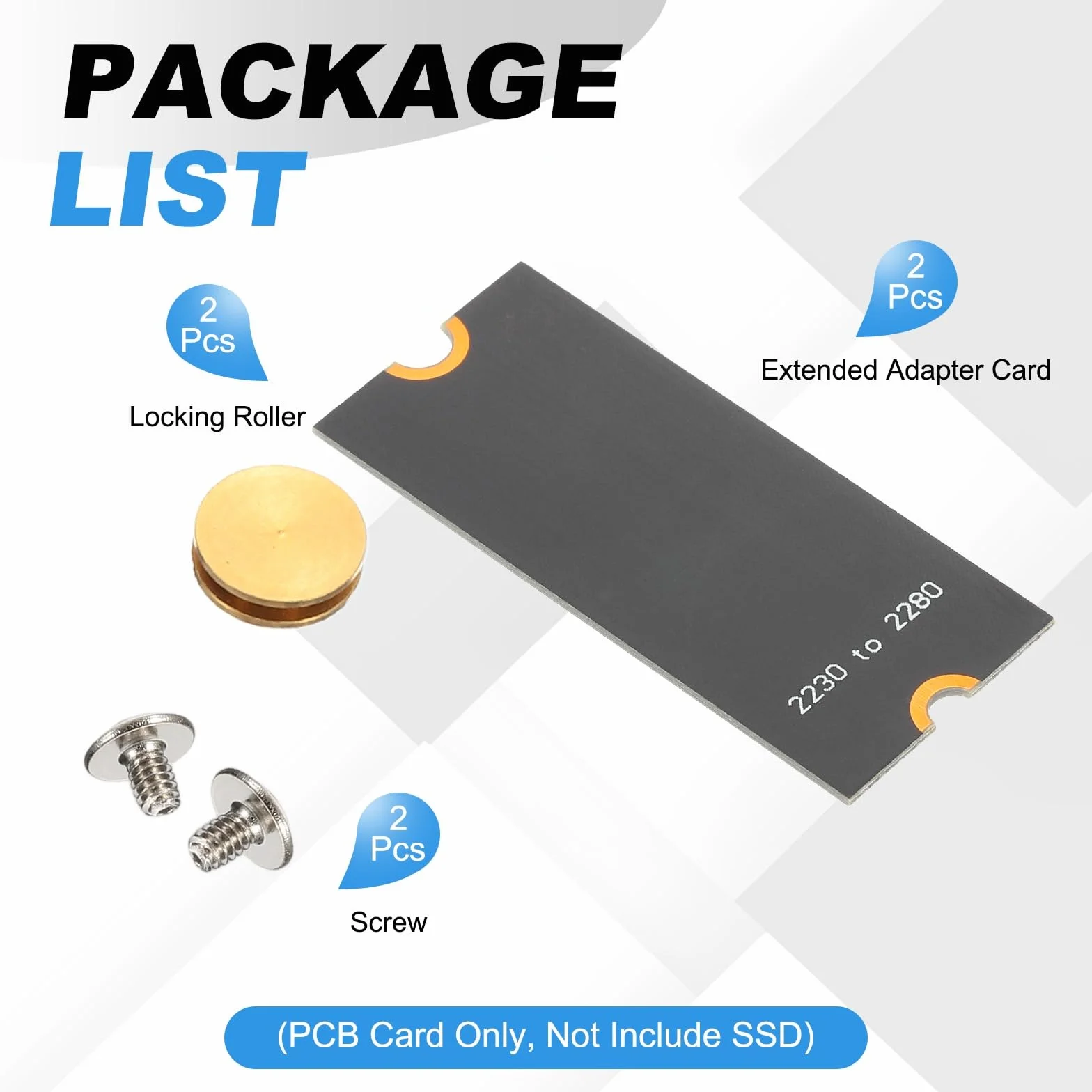 PATIKIL M2 NVME SSD rozszerzony adapter transferu karty 2230-2280, 2 szt. adapter przedłużający M.2 zmiana na długi rozmiar ze śrubokrętami do domowego biura kawiarenek internetowych, czarny