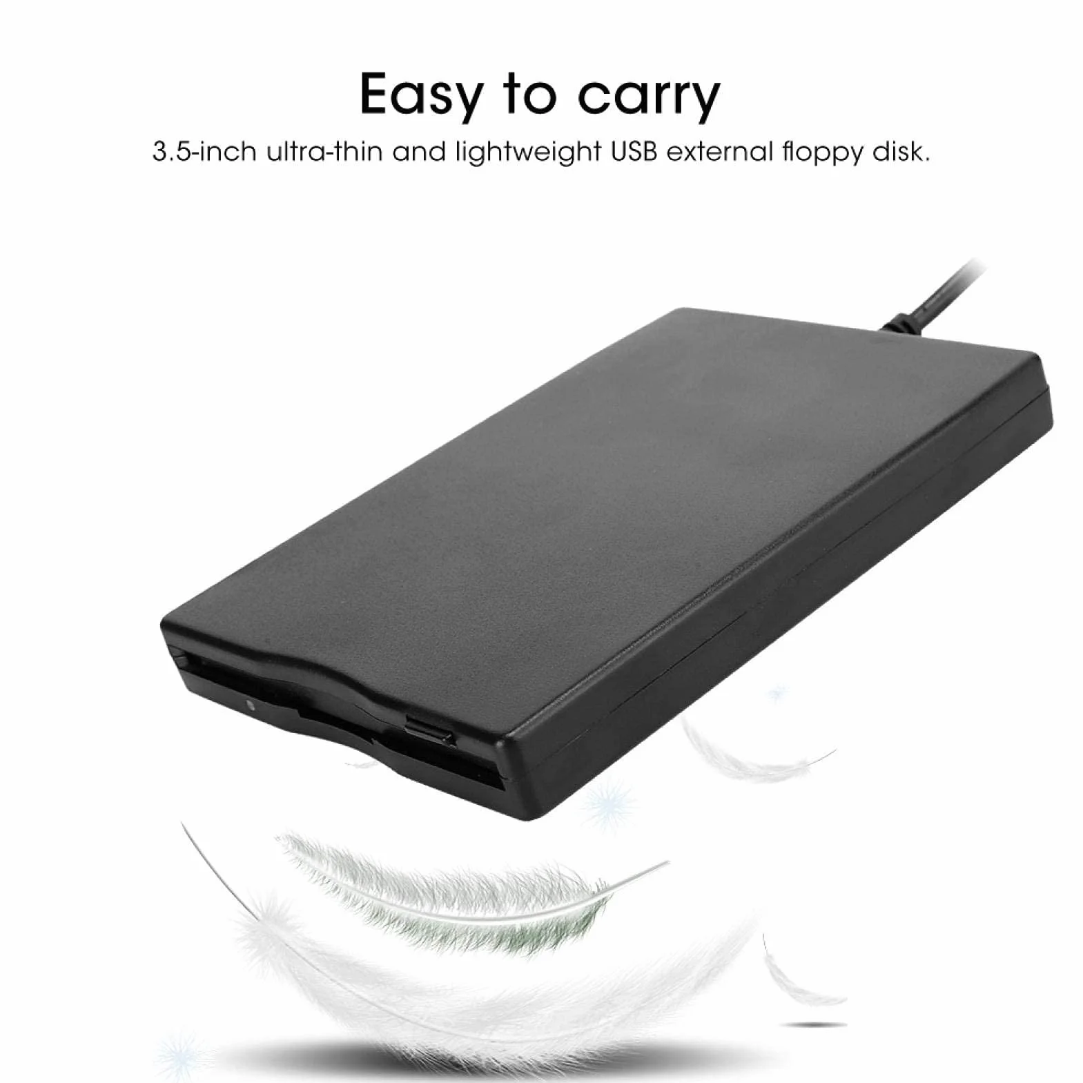 Przenośny zewnętrzny odtwarzacz dyskietek USB 3,5", zdejmowane akcesorium do komputera z kartą, Plug and Play, czarny