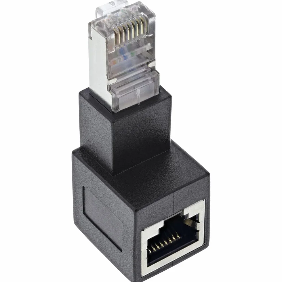 InLine RJ45 Adapter Cat.6A, wtyczka RJ45 / gniazdo, 90° zagięty w dół, 69991B