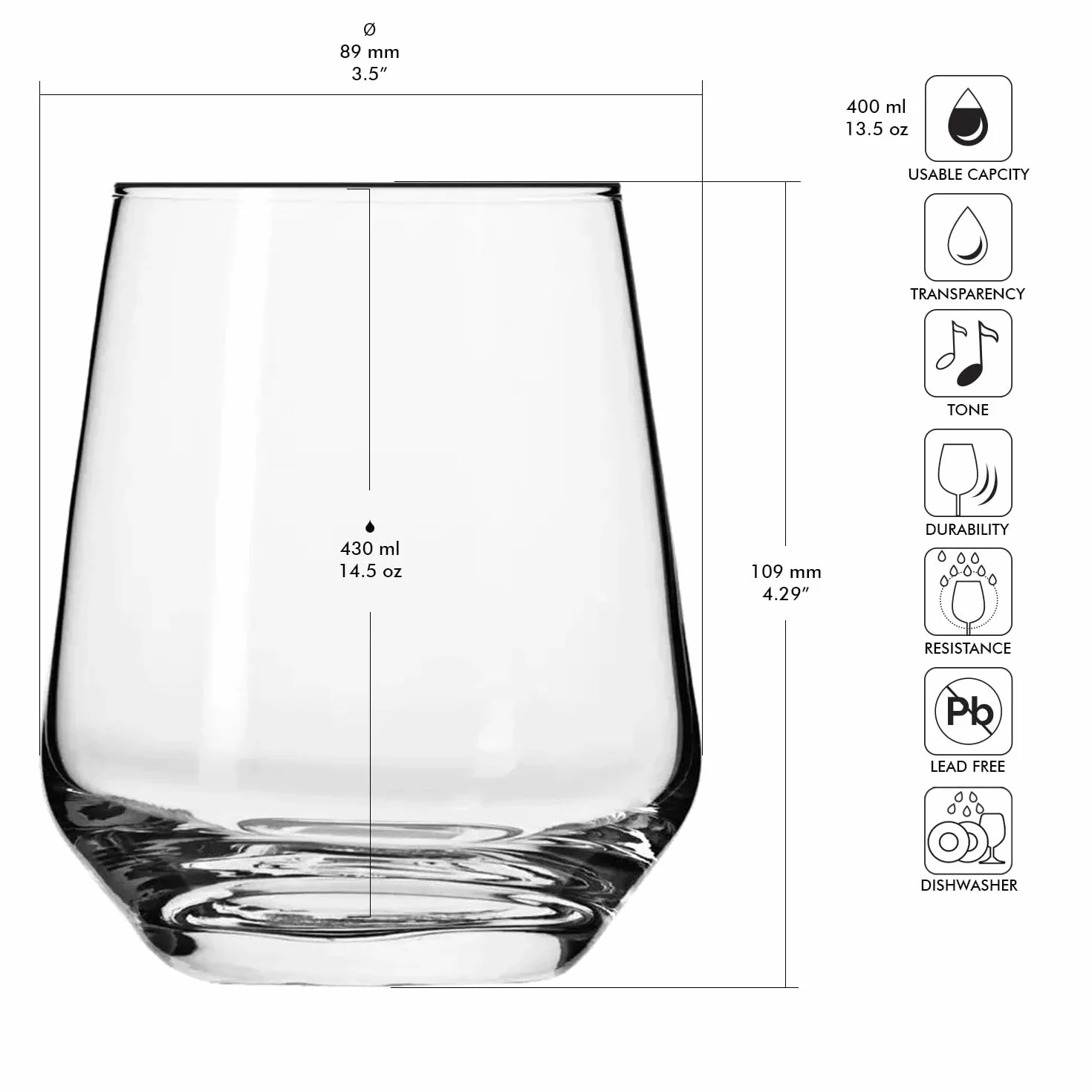 KROSNO Szklanki do Wody, Soków i Innych Napojów | Zestaw 12 Szklanek | 430 ml | Kolekcja Splendour | Idealne do Domu, Restauracji i na Przyjęcia | Można Myć w Zmywarce