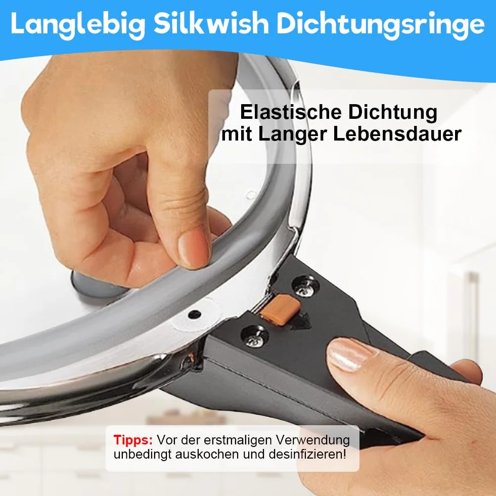 2 sztuki części zamiennej uszczelka do szybkowarów dla WMF - średnica wewnętrzna 22 cm - silikonowa uszczelka do szybkowaru Silit 3L 4,5L 6,5L 8,5L - Pasuje do szybkowaru WMF 6068559990 6068559997