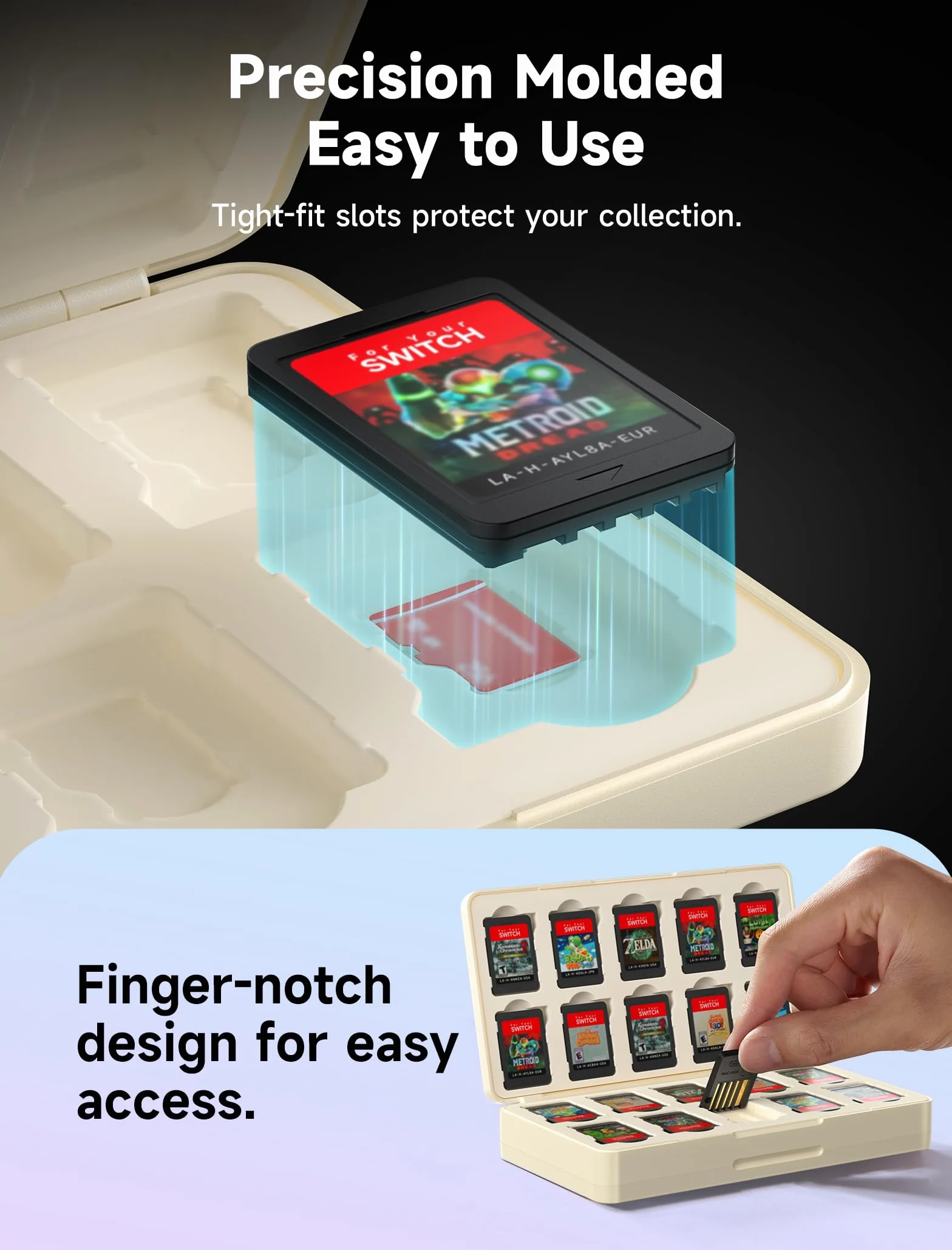 Pudełko do kart JSAUX do Switch 2 (2025), OLED i Lite, przenośne z 40 gniazdami (karty/gry + Micro SD) – kolor retro czerwony/biały