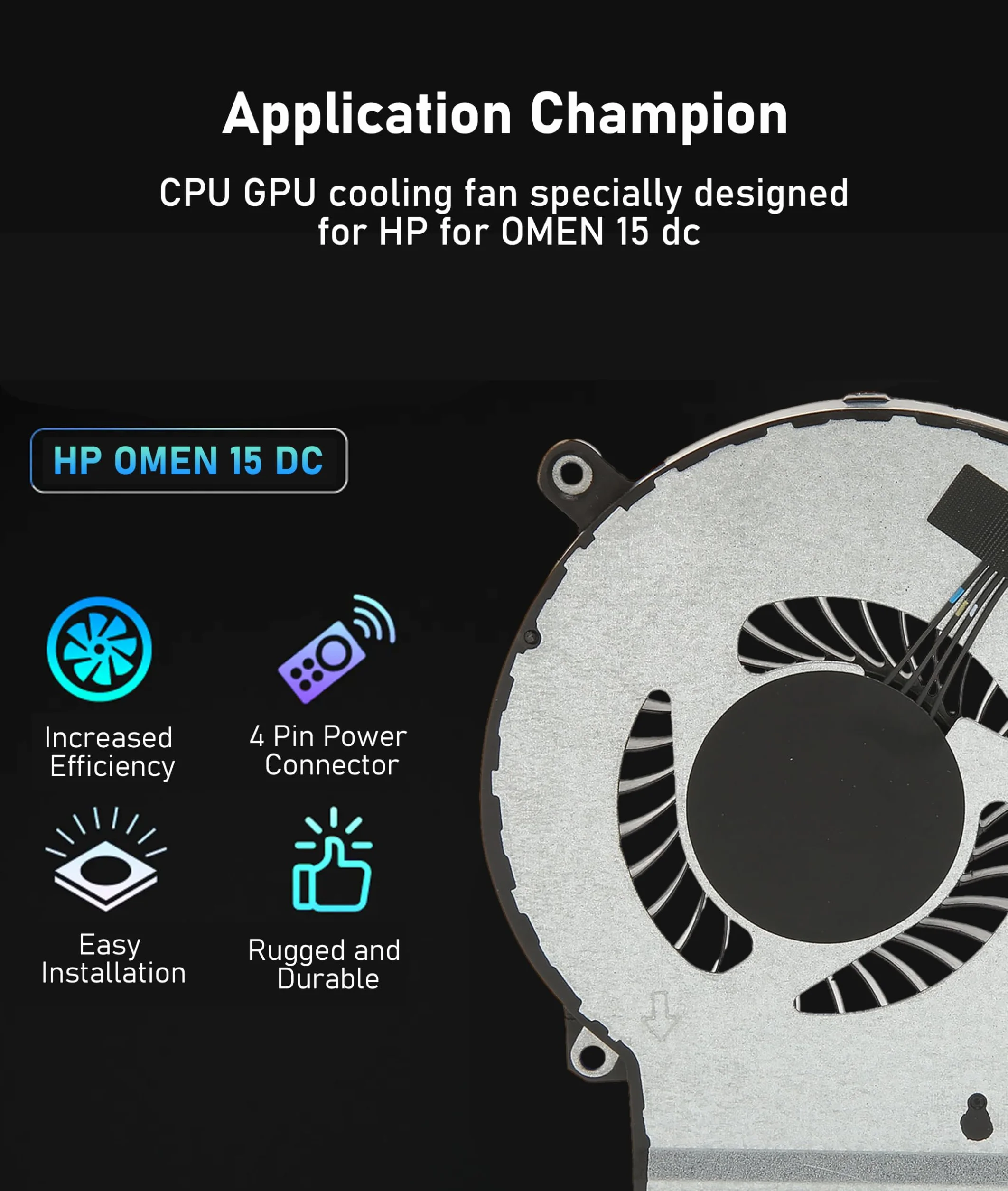 Wentylator Chłodzący Procesor do do OMEN 15 Dc, 4-pinowy Cichy Zamiennik do Laptopa CPU Wentylator Chłodzący GPU do OMEN 15 Dc L30204 001 L29354 001, Zmniejsz