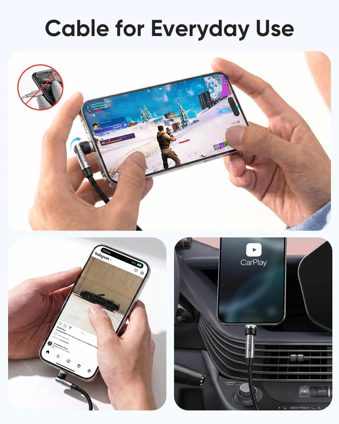 Kuulaa Magnetyczny kabel do ładowania USB-C 2 w 1, 240 W, szybkie ładowanie, 360° i 180°, kompatybilny z typami C/iProducts/Huawei