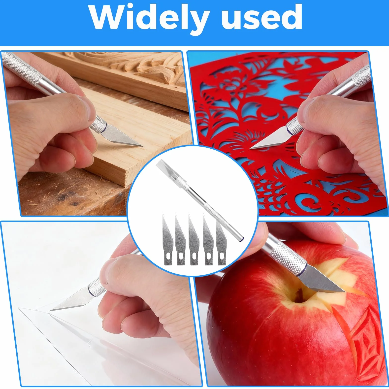 Rakiel do folii z filcową krawędzią, nóż do foliowania z aluminiumowym uchwytem, 5 ostrzy, 3 sztuki
