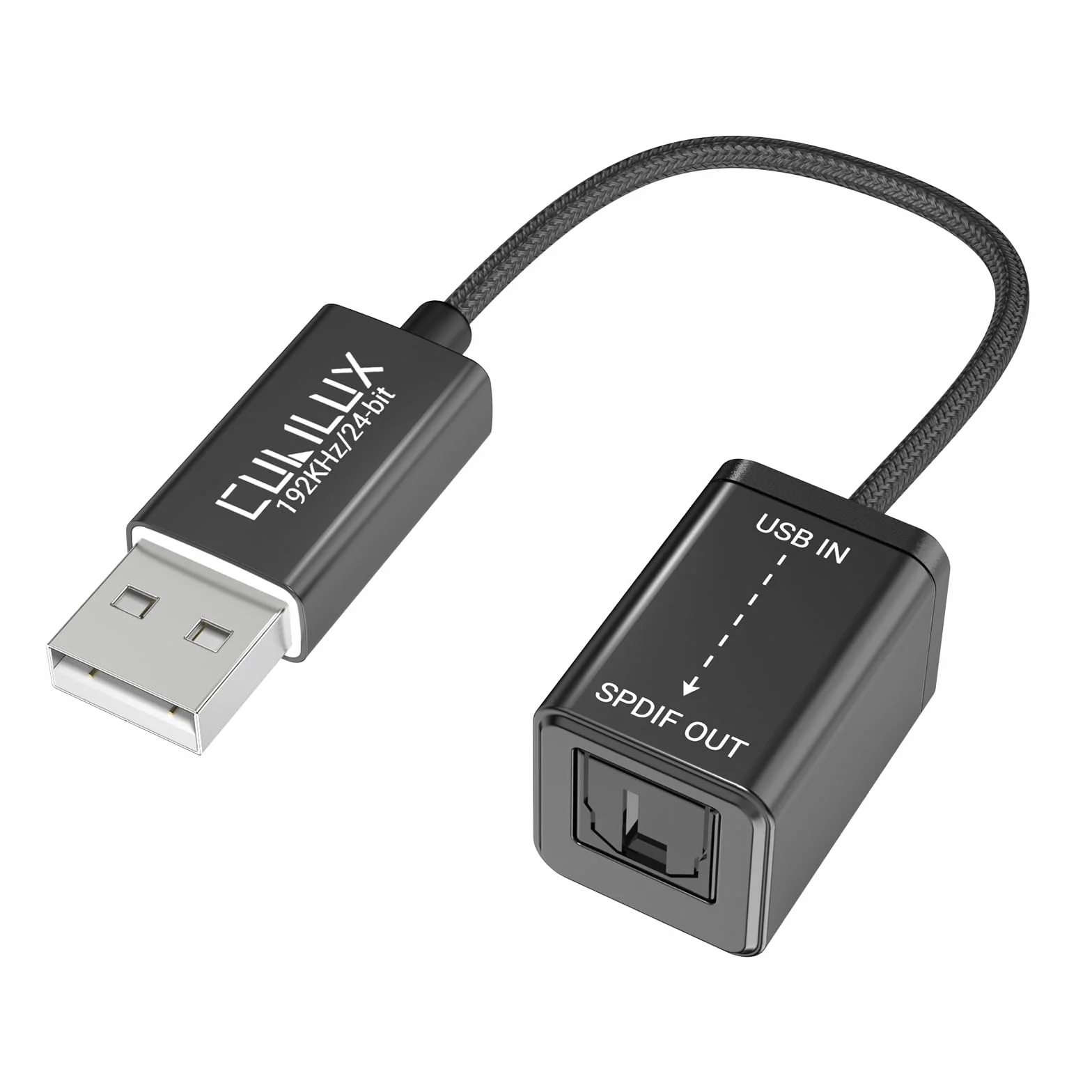 Cubilux USB A do TOSLINK Optyczny adapter audio, jednokierunkowy konwerter cyfrowy USB typu A na SPDIF, nadajnik S/PDIF TYLKO do komputera przenośnego, NIE do telewizora ani innych urządzeń