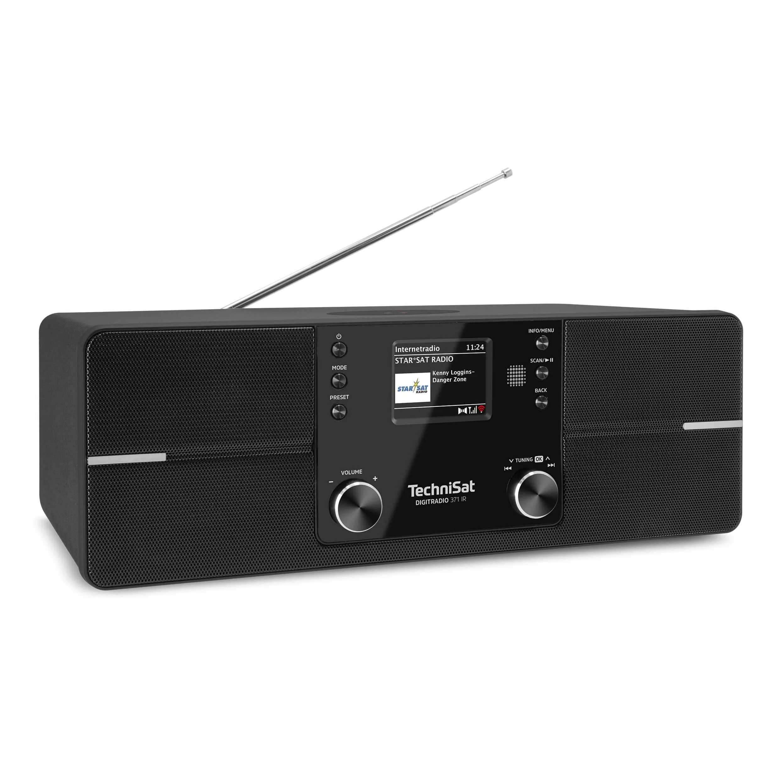 TechniSat DIGITRADIO 371 IR - Internetowe radio z bezprzewodowym ładowaniem (DAB+, FM, WLAN, Bluetooth, kolorowy wyświetlacz, USB, AUX, gniazdo słuchawkowe, budzik, 10 W, aplikacja, telewizor)