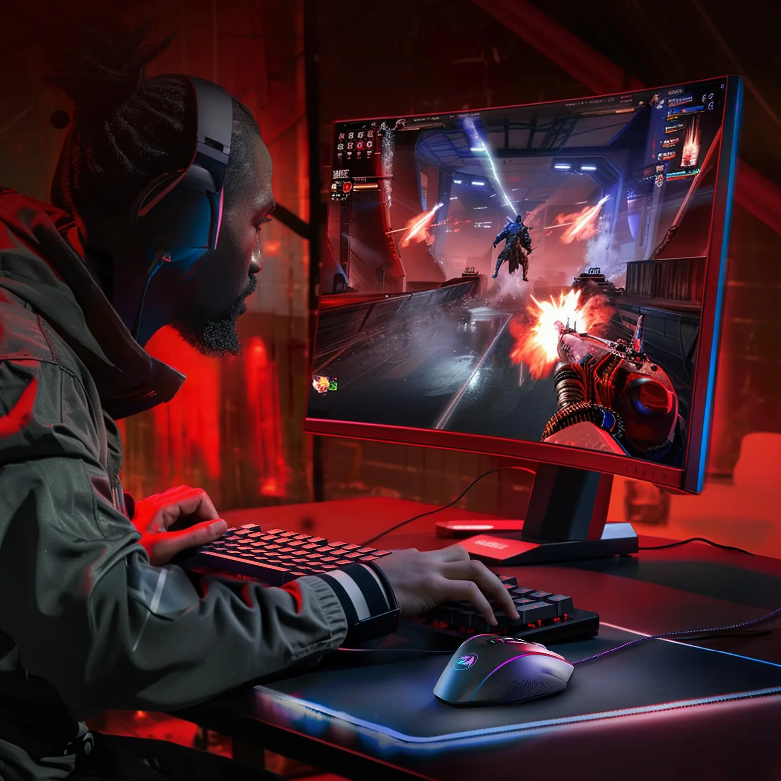 Redragon M901K MMO Gaming Mouse 16,000 DPI, 16 Programmable Buttons, RGB, 8x2.4g Weight Tuning, Black