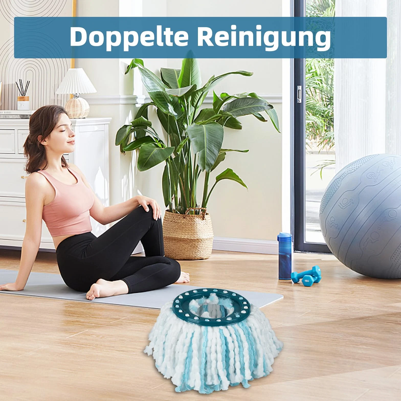 4 sztuki wymiennych głowic do CLEAN Twist Disc Mop Ergo, system 2-włóknisty głowica mopa zapasowego ze specjalnym włosiem do wszystkich rodzajów podłóg