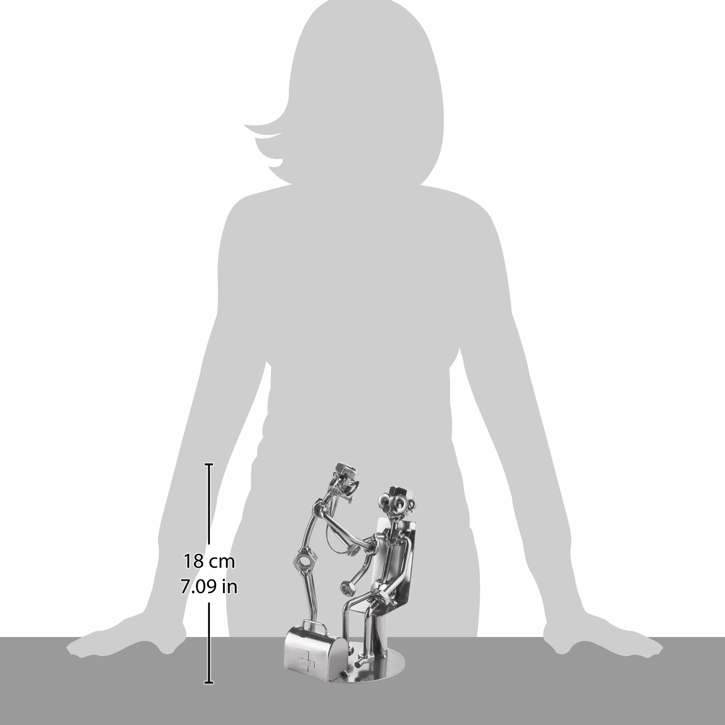 BRUBAKER Figurka ze śrubami lekarz ze stetoskopem pacjenta - ręczne wykonanie żelazne figurki metalowy mężczyzna - metalowa figurka pomysł na prezent dla lekarzy domowych - prezent dla lekarzy