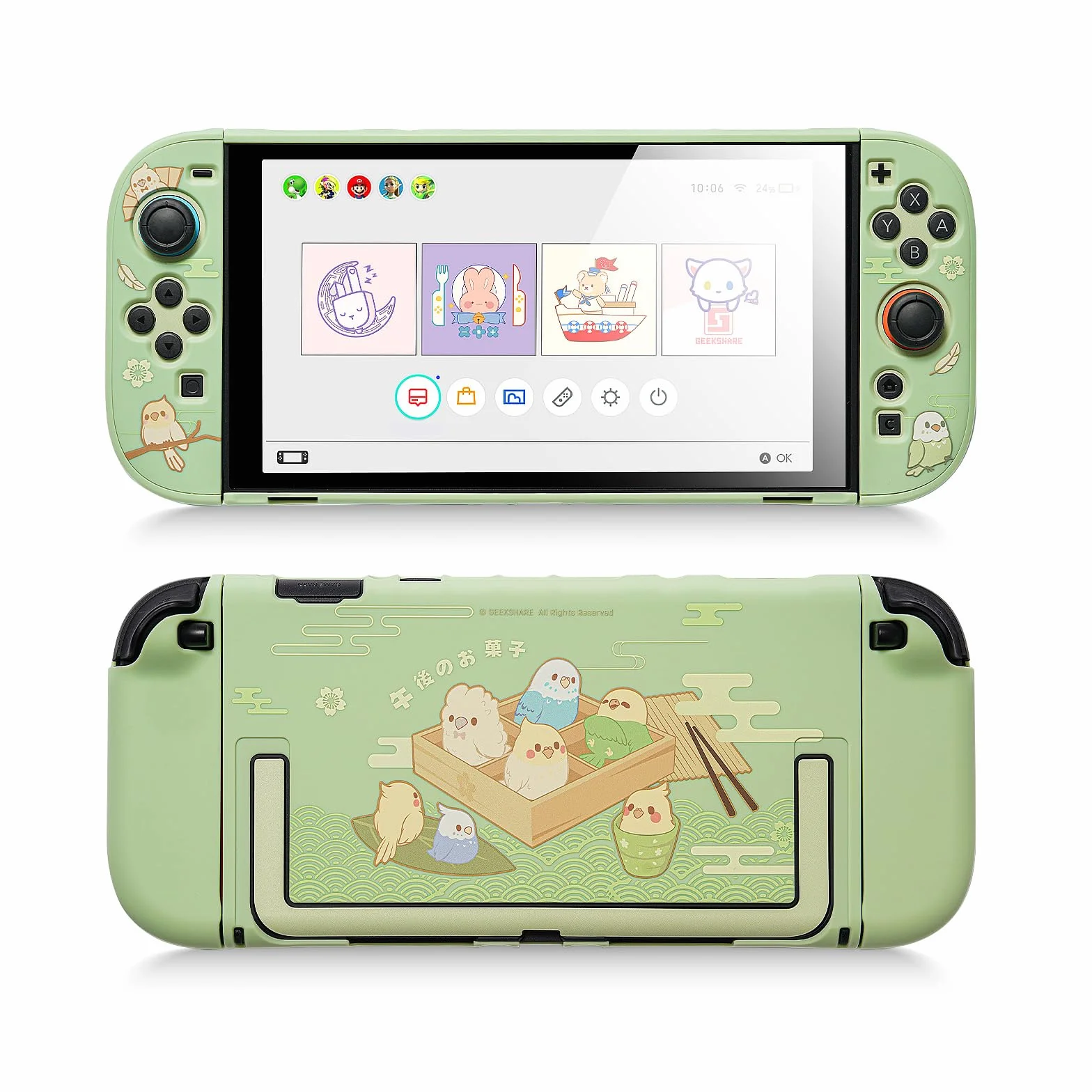 GeekShare Etui ochronne dla Switch 2, PC Slim Dockable Skin Cover - Little Parrots