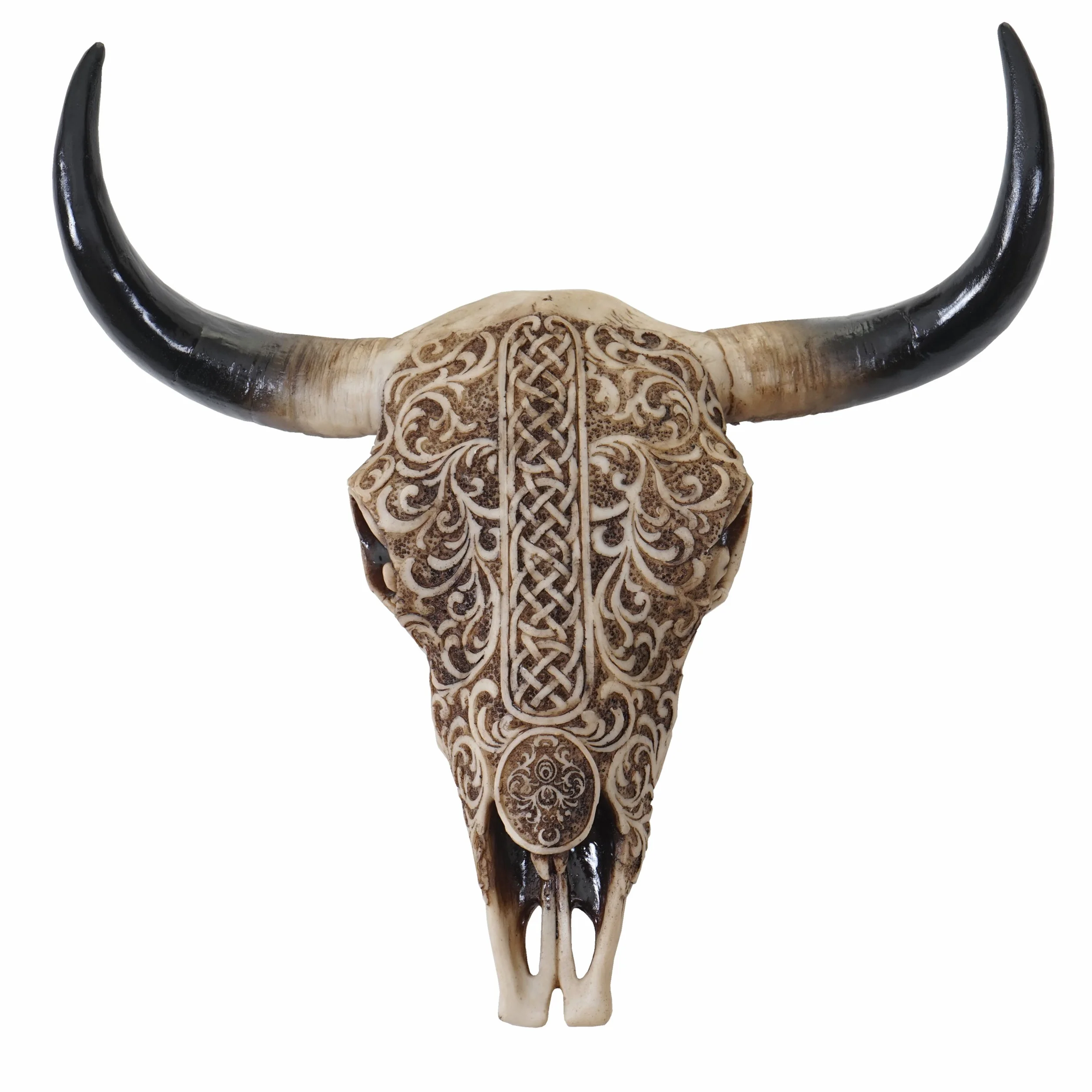 Mendler Dekoracyjna czaszka 31 cm HWC-C15 żywica poliestrowa byk longhorn trofeum głowa